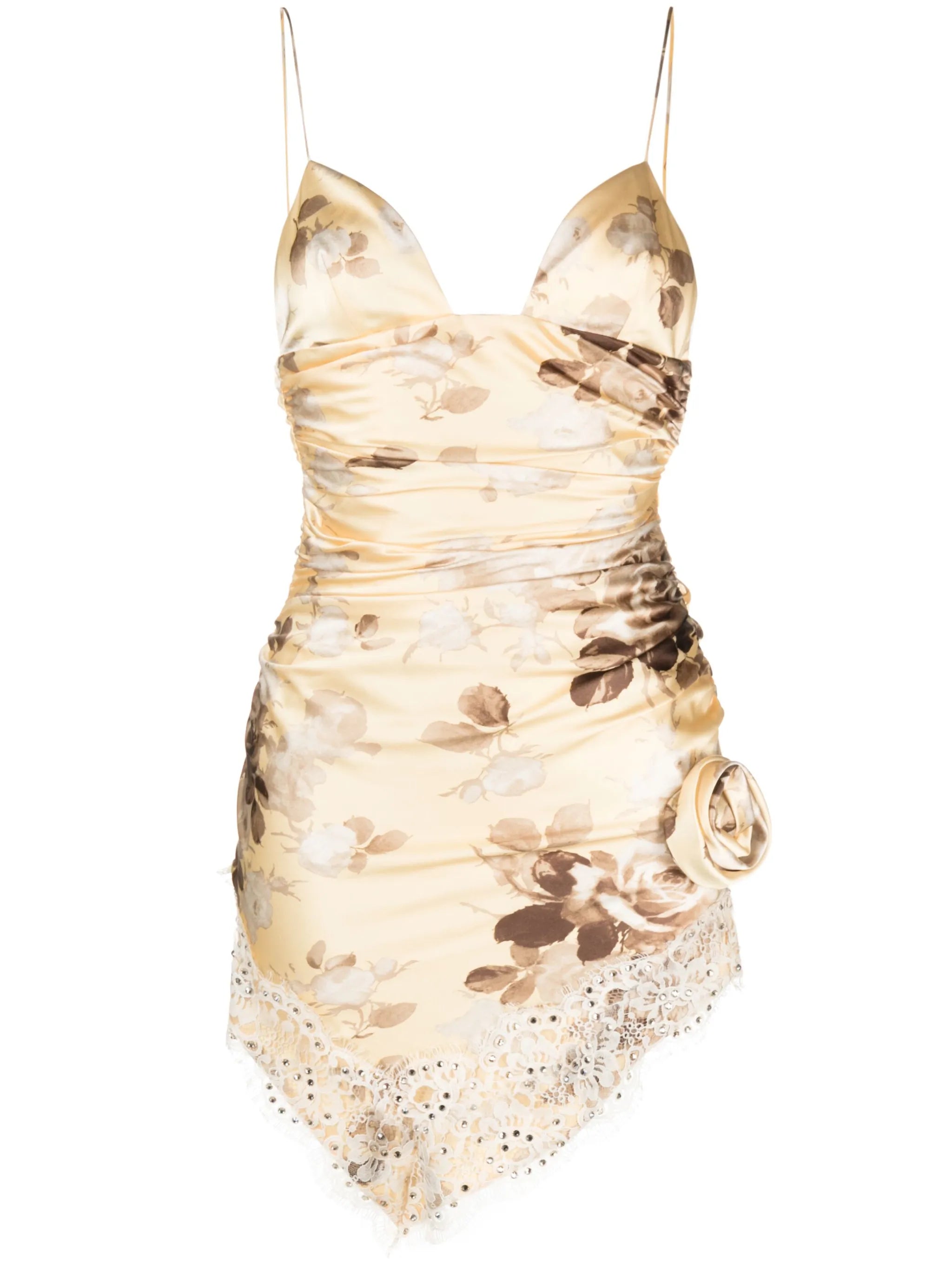 floral-print satin minidress