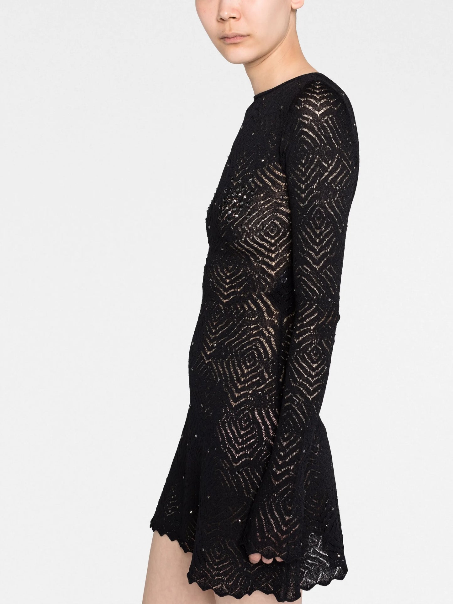 open-knit sequinned dress