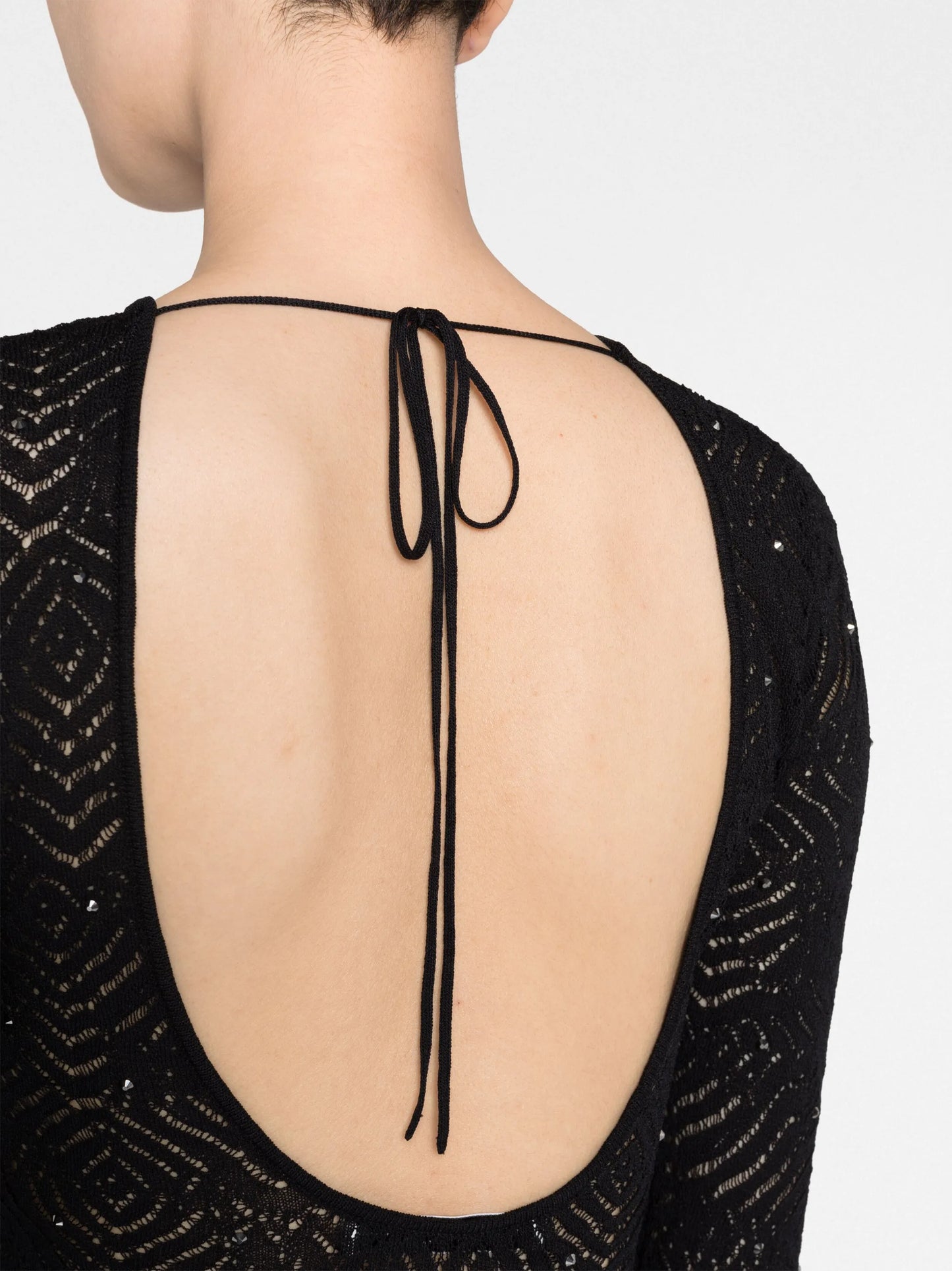 open-knit sequinned dress