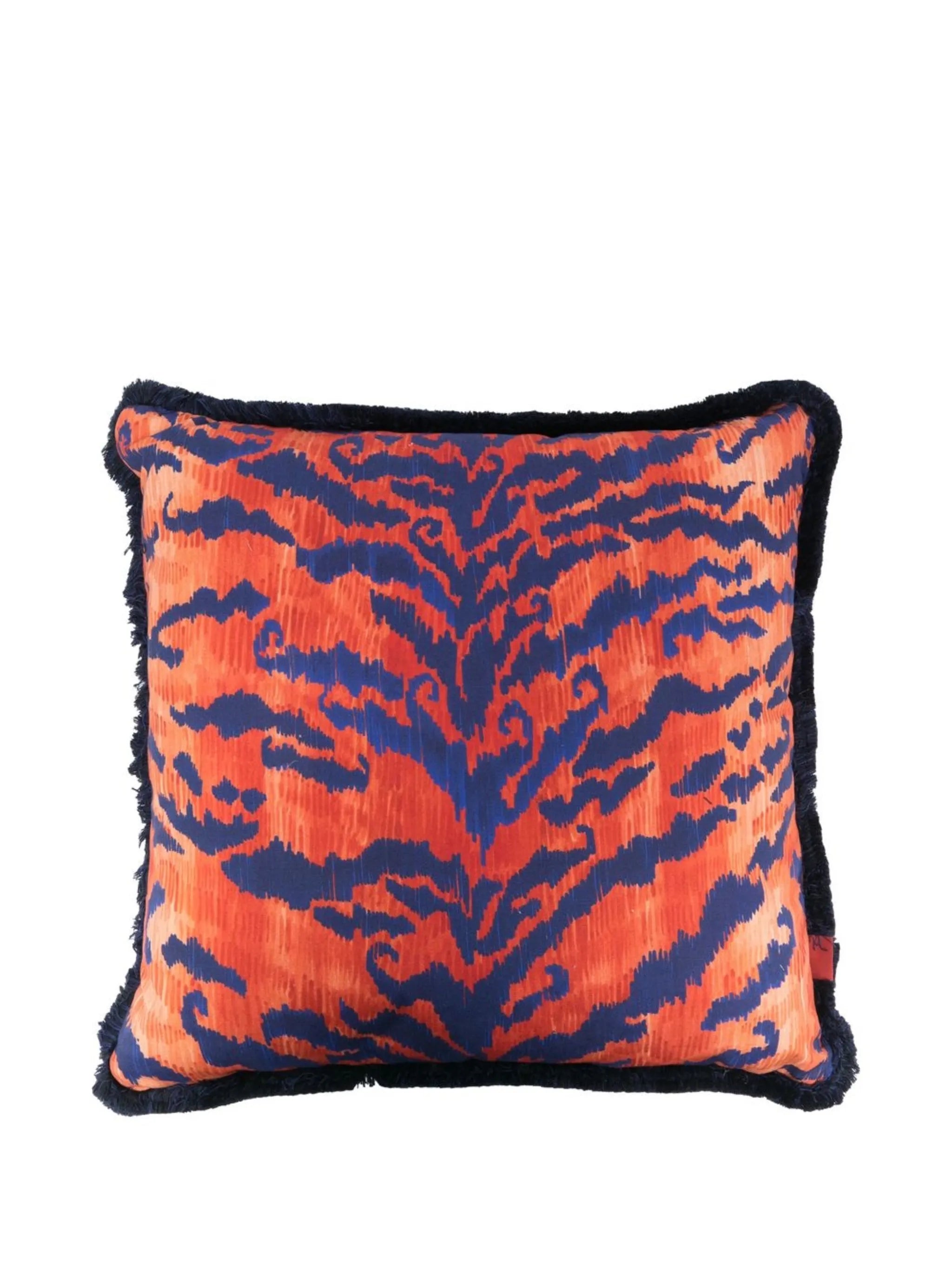 tiger-print square cushion