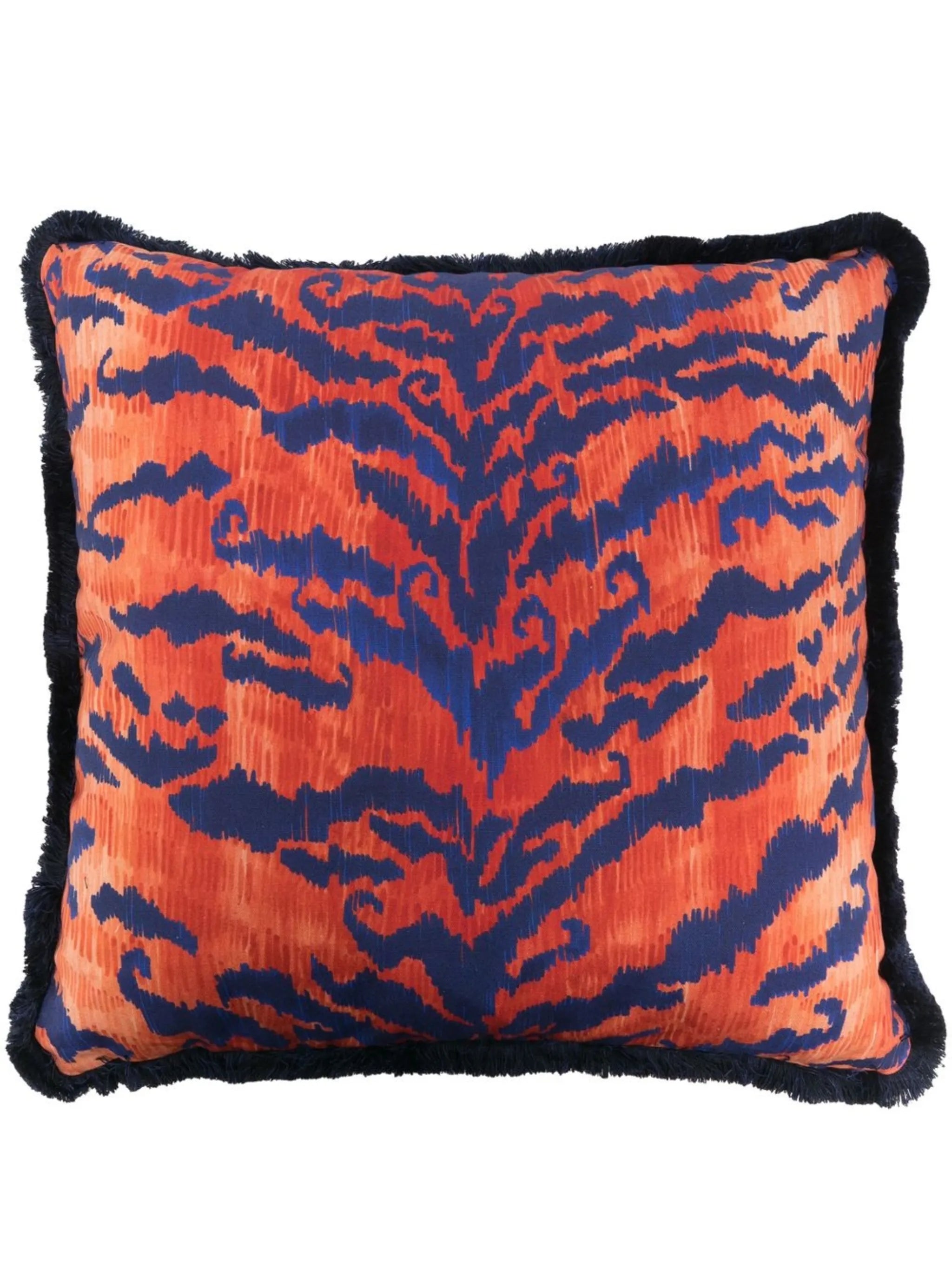 tiger-print square cushion