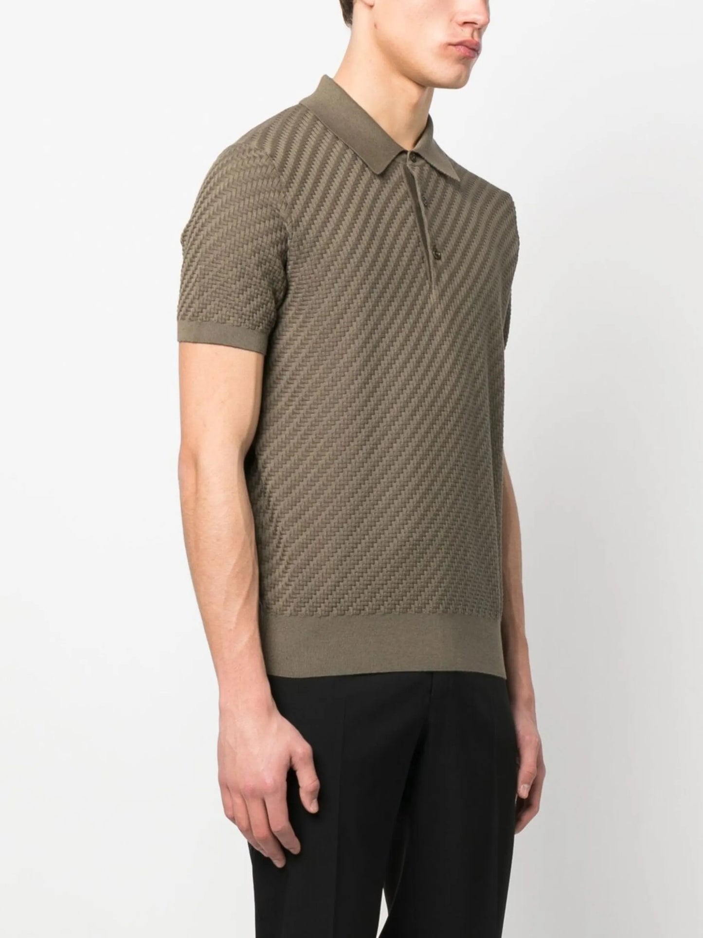 waffle-knit polo shirt