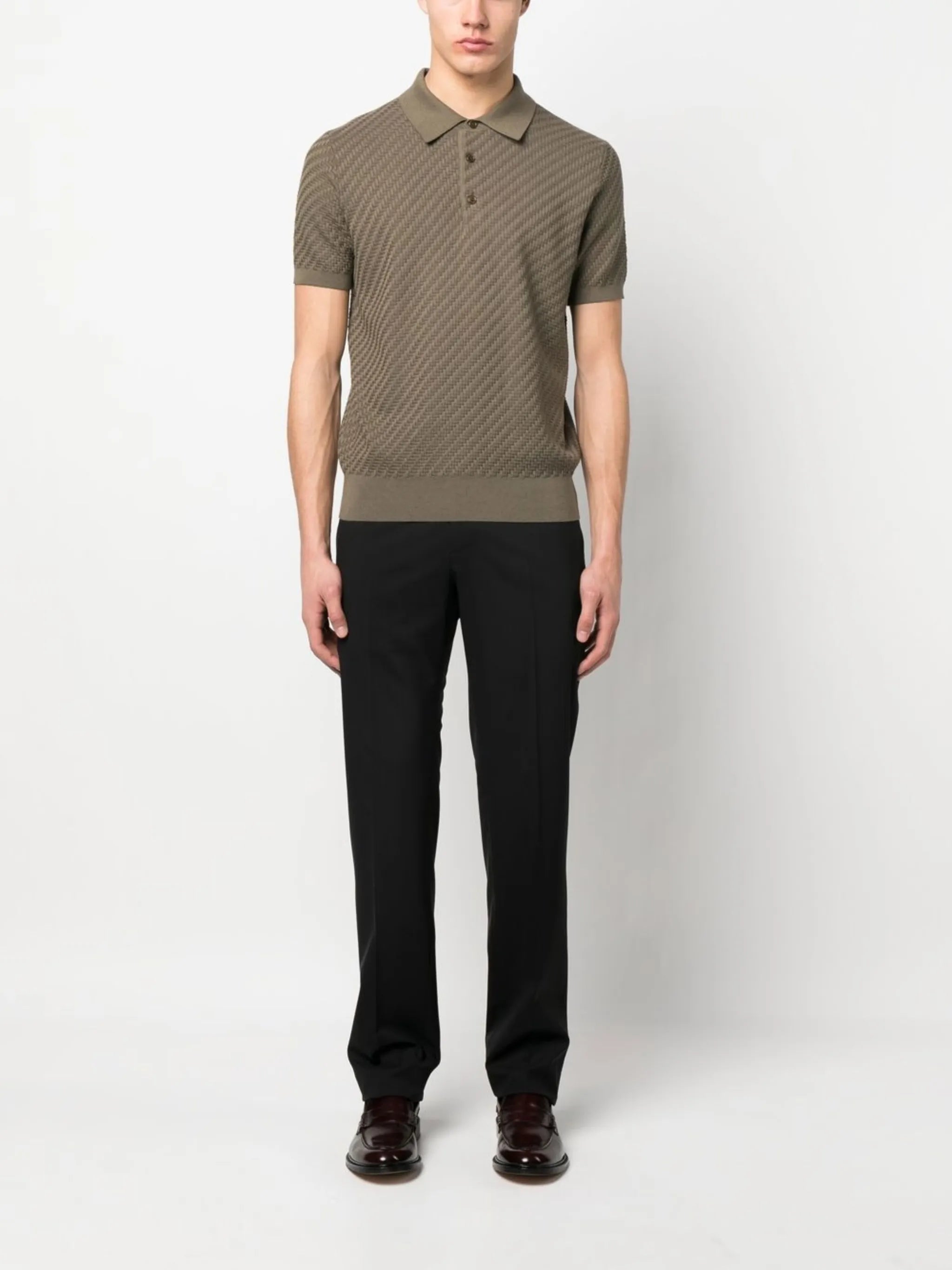 waffle-knit polo shirt