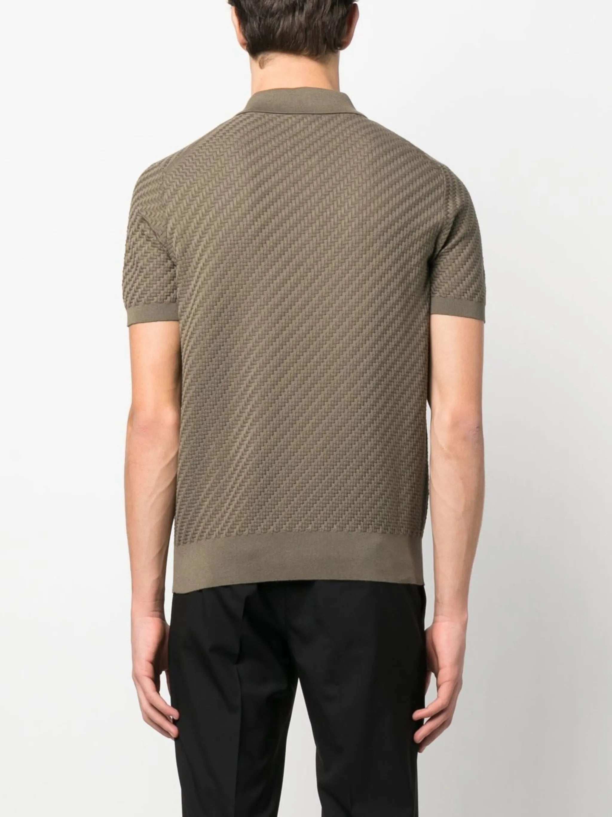 waffle-knit polo shirt
