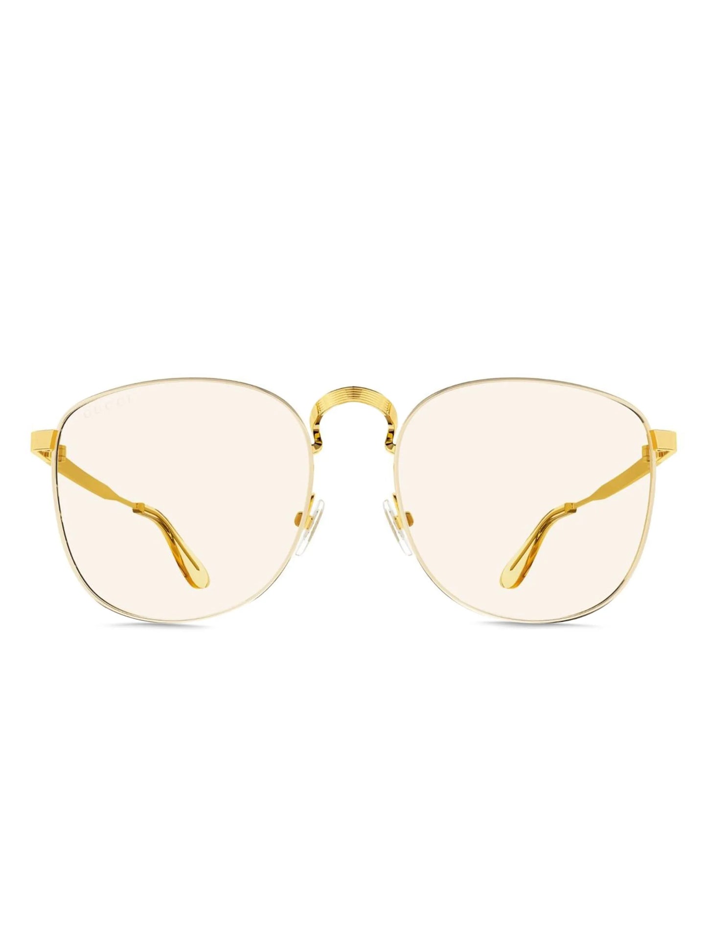 logo-engraved round-frame glasses