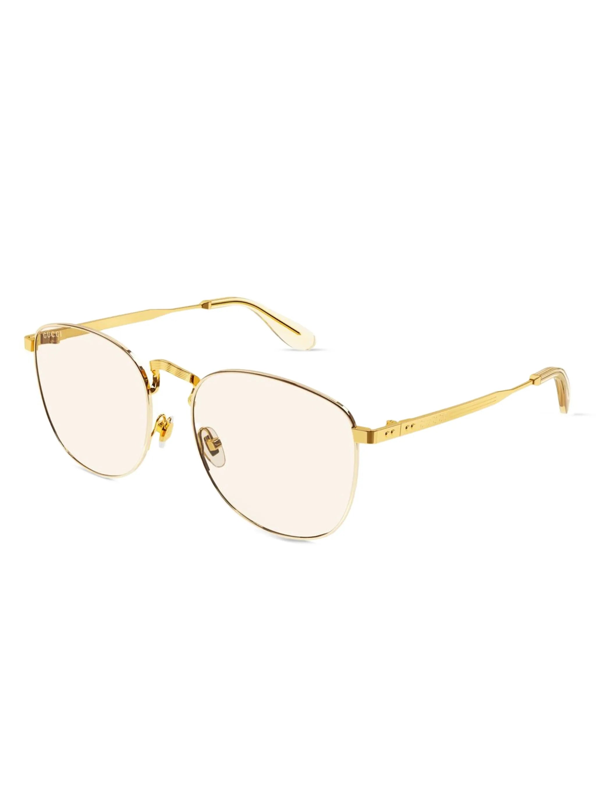 logo-engraved round-frame glasses