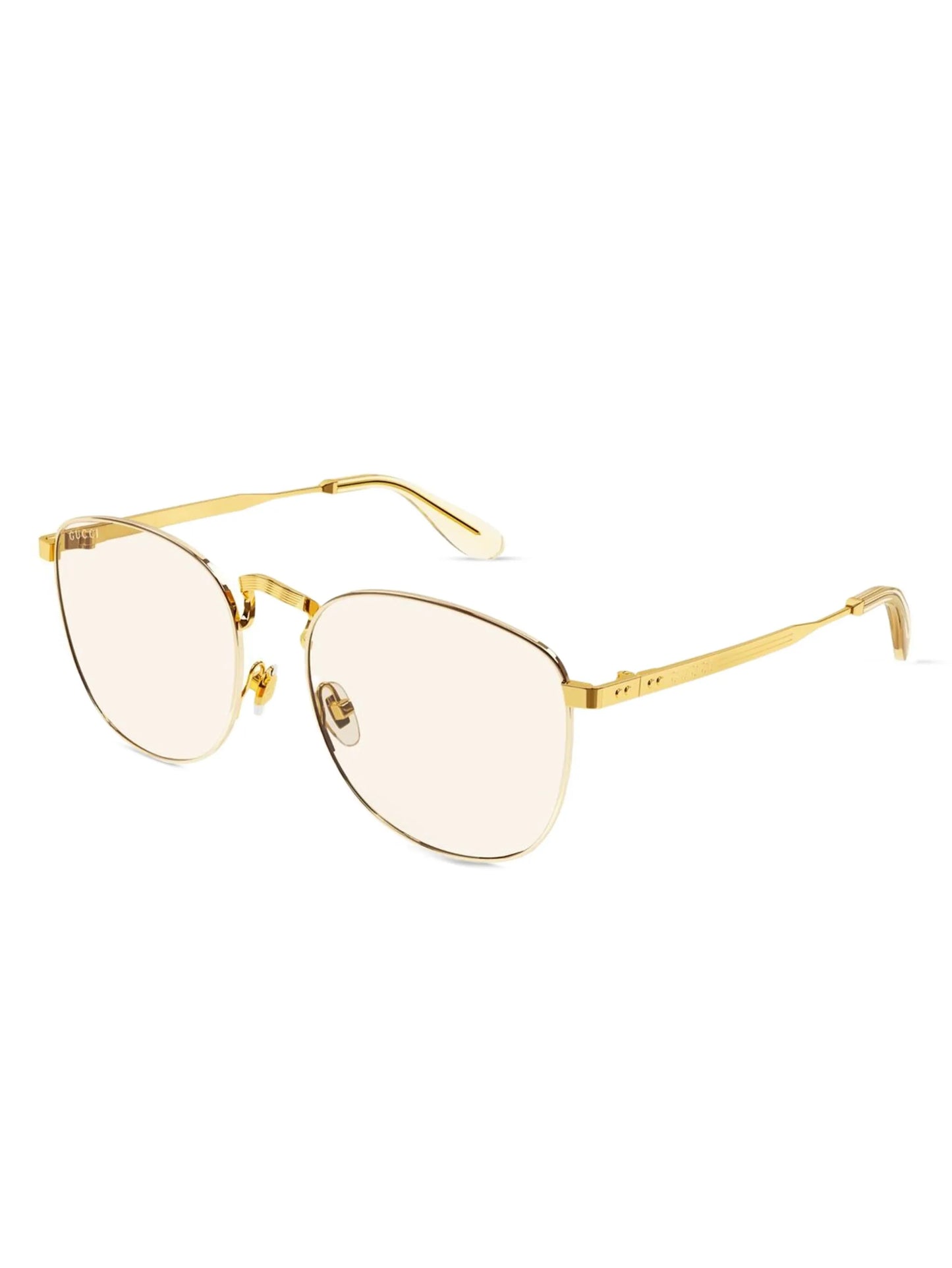 logo-engraved round-frame glasses