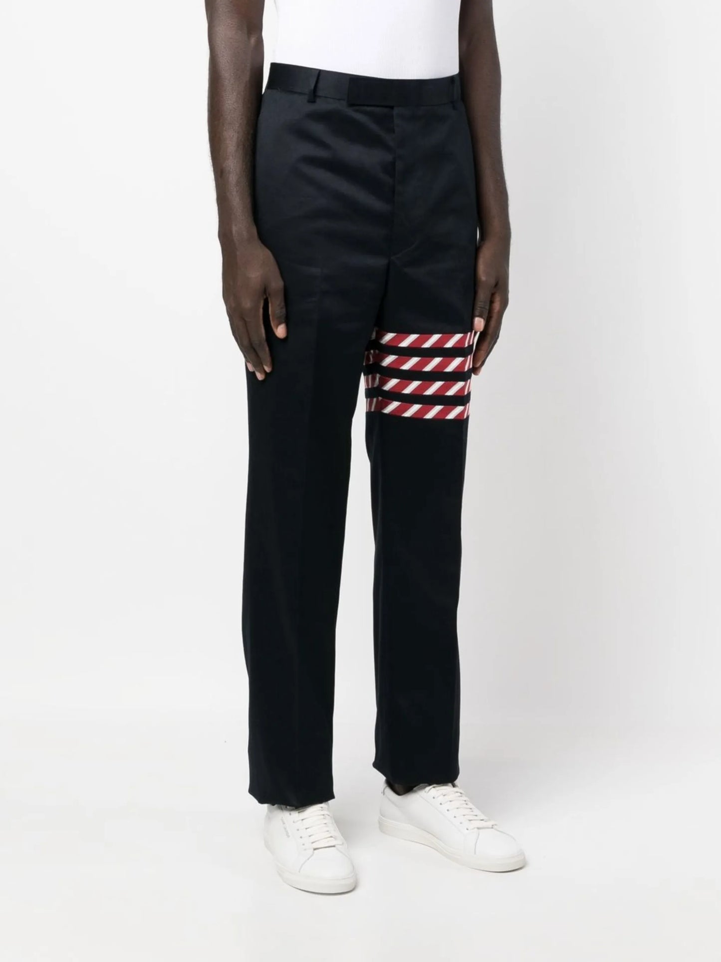 4 Bar stripe straight-leg trousers