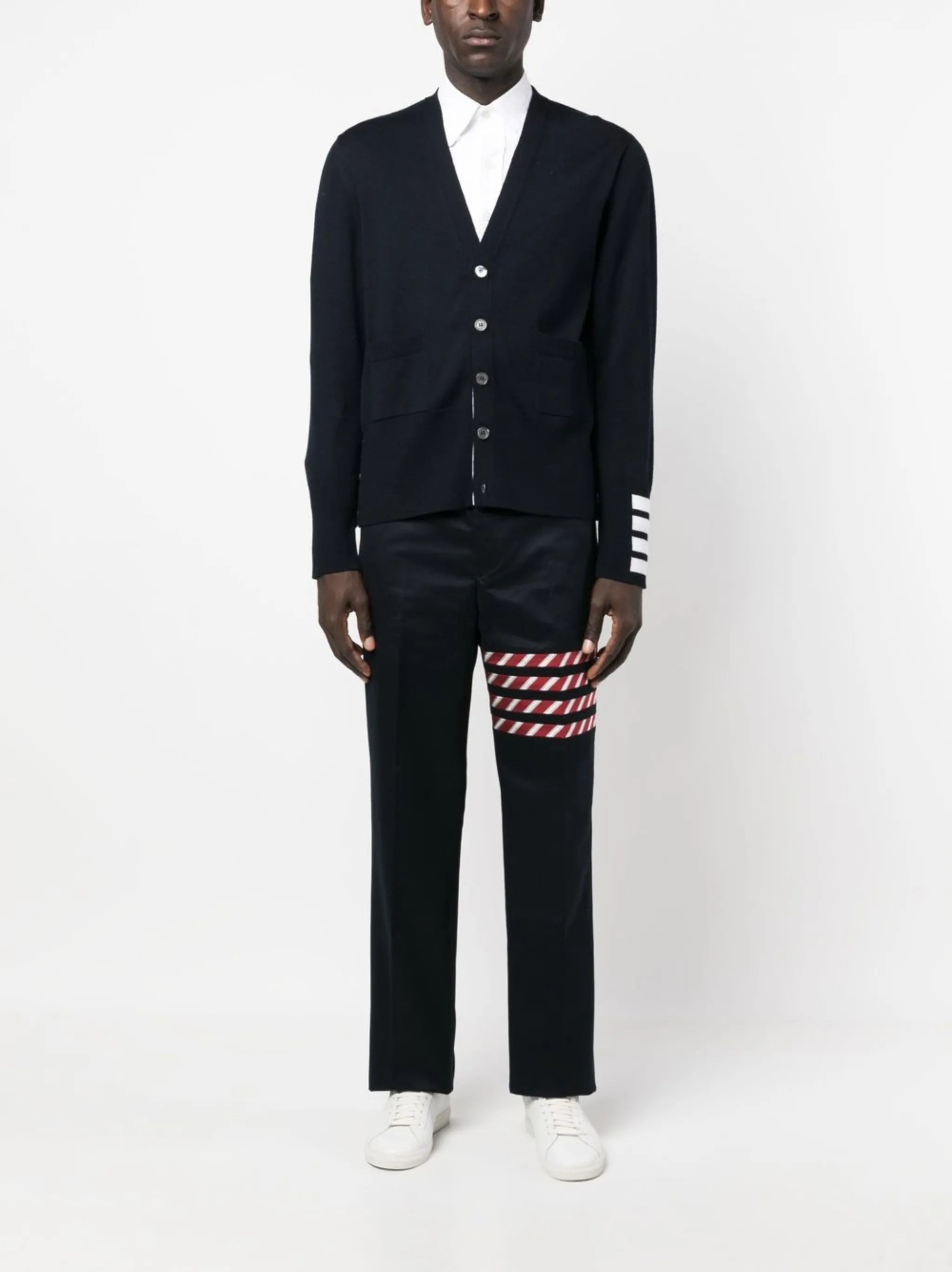 4 Bar stripe straight-leg trousers