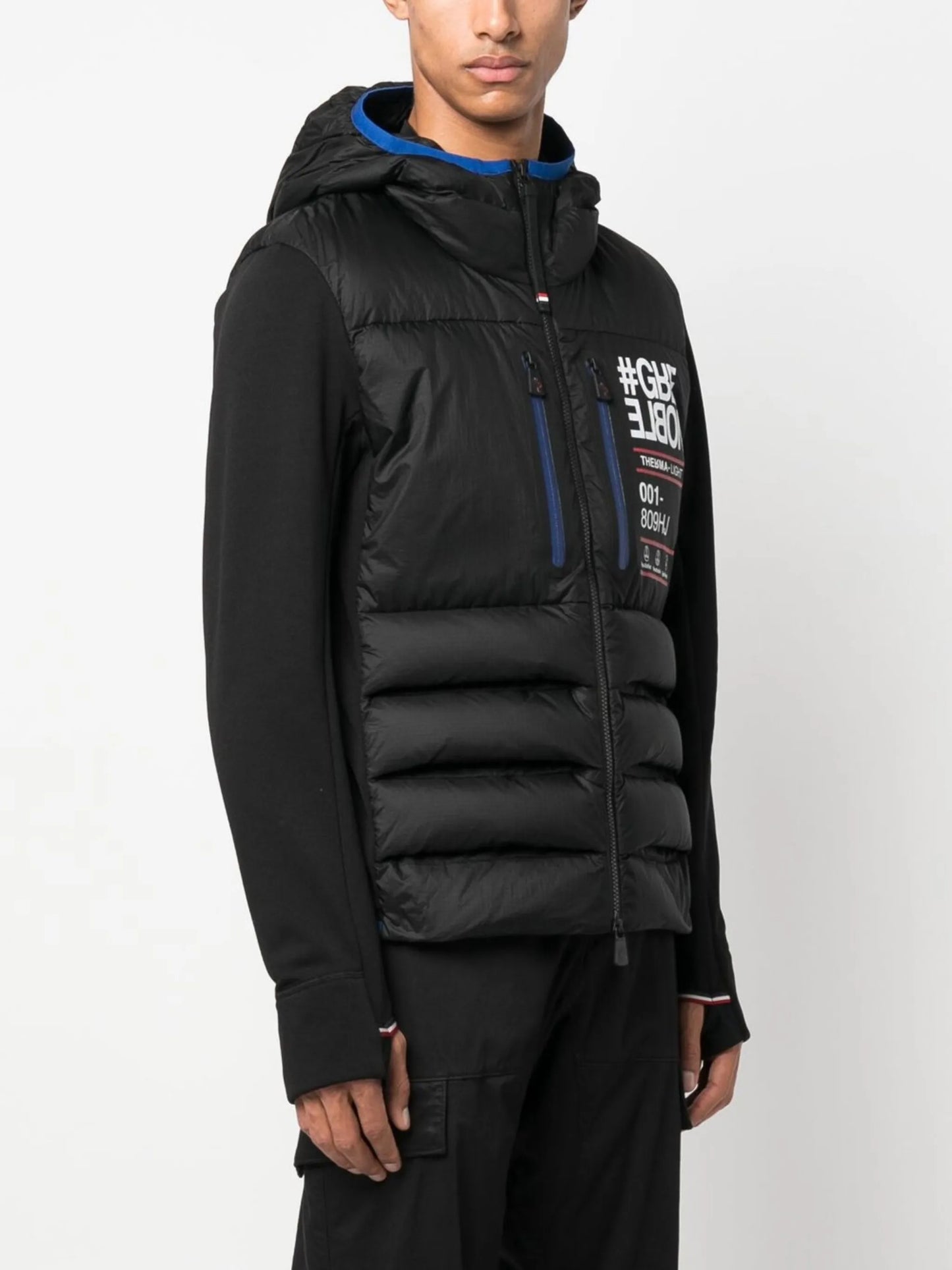 logo print quilted hooded jacket