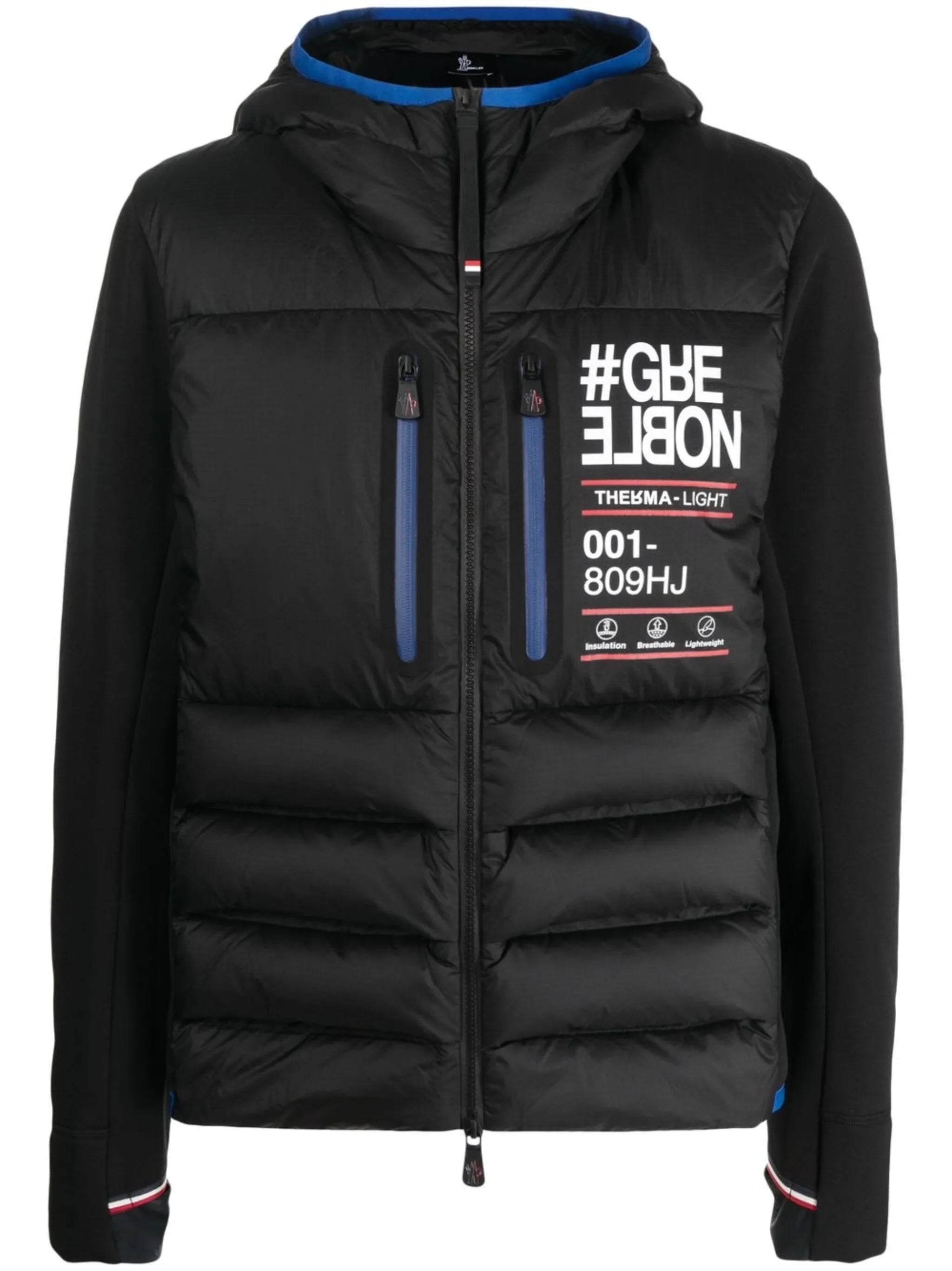 logo print quilted hooded jacket