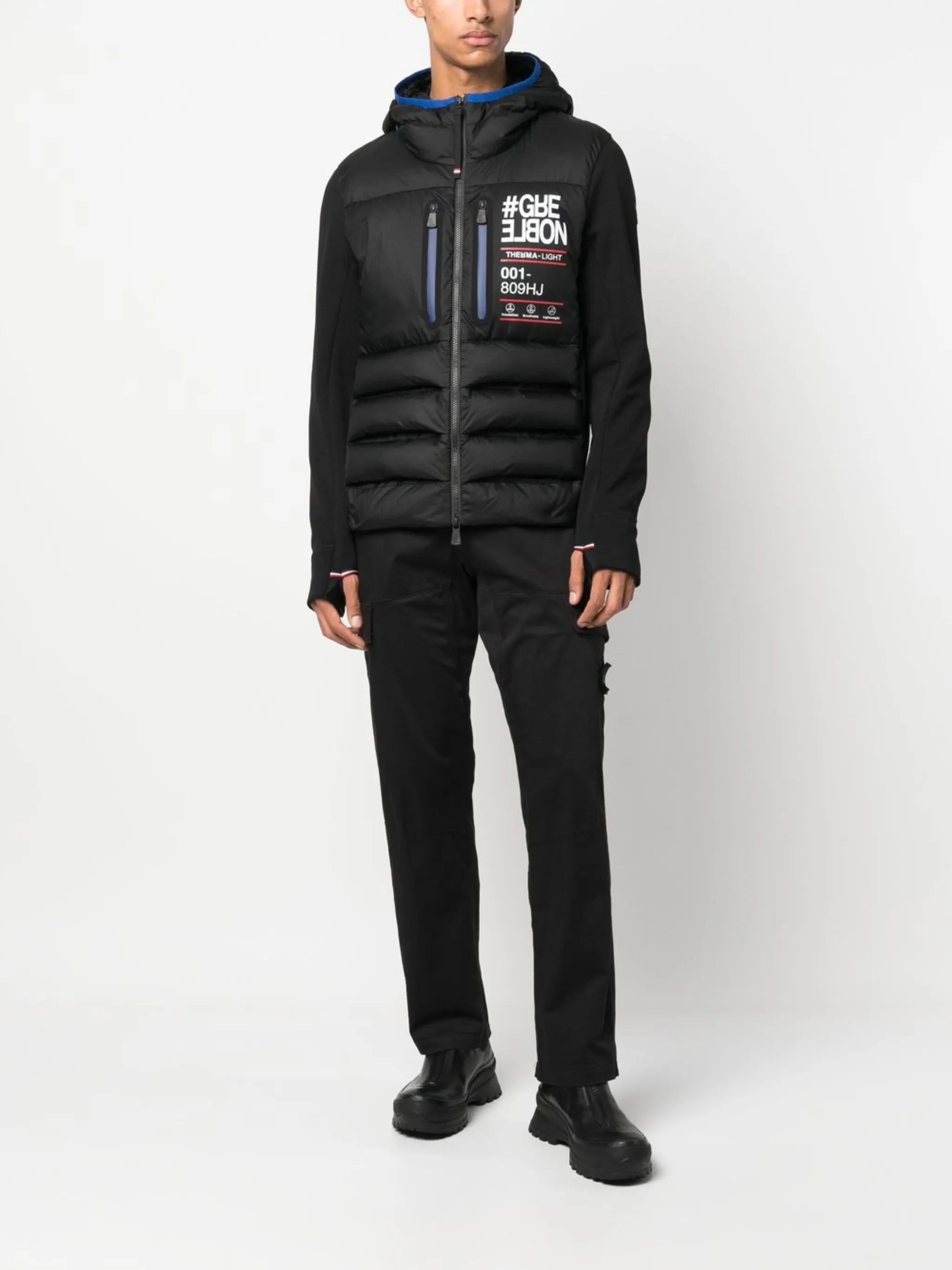 logo print quilted hooded jacket