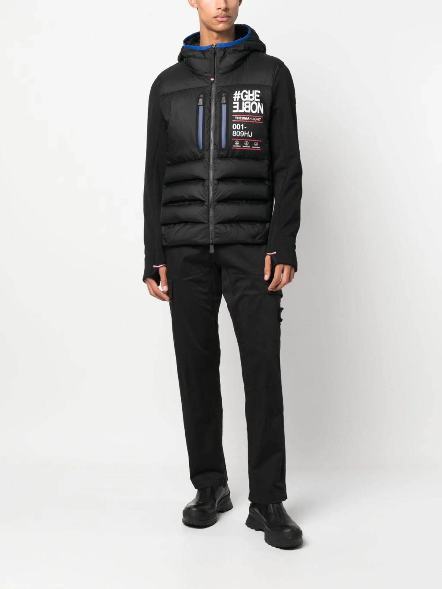logo print quilted hooded jacket