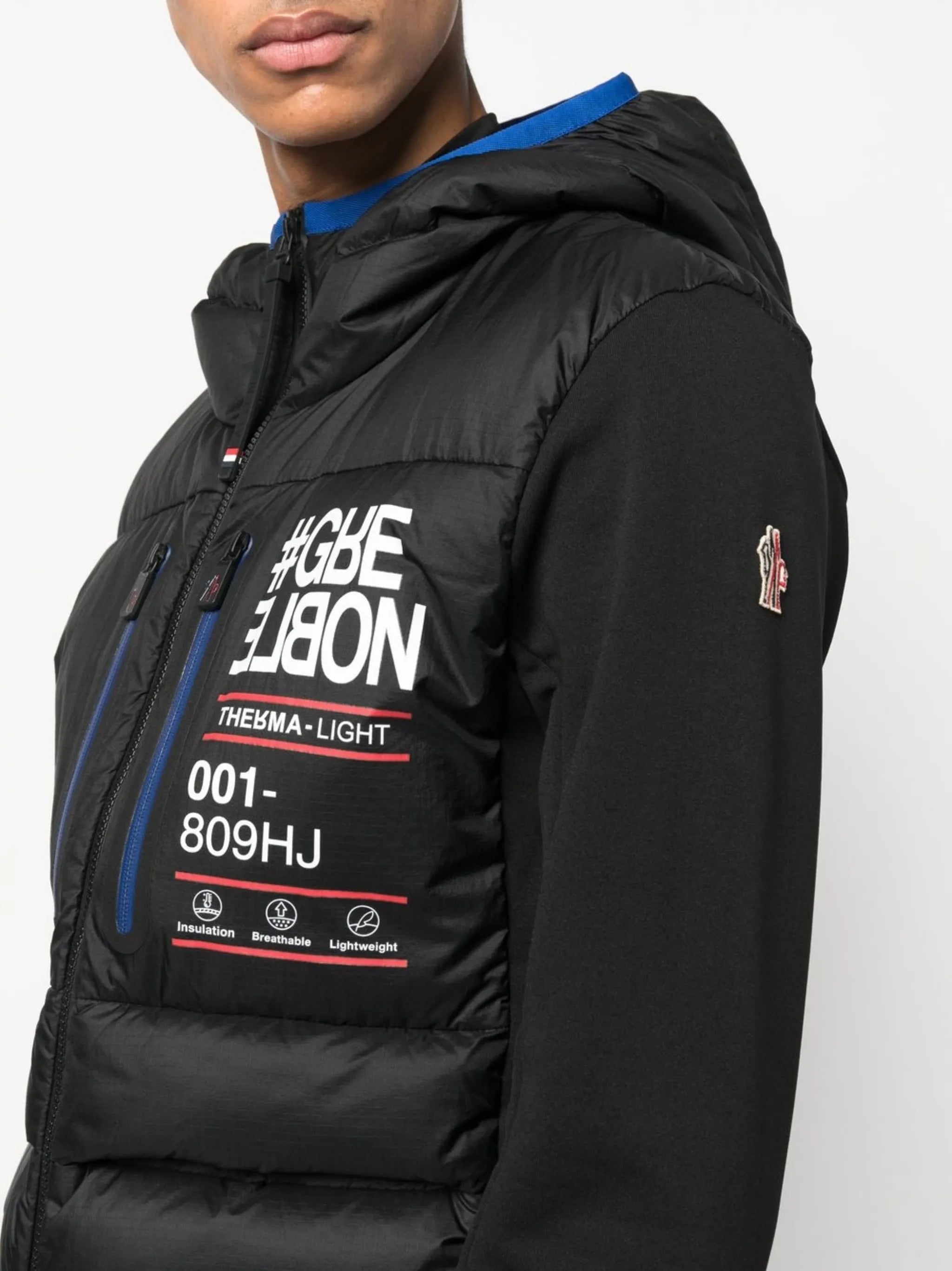 logo print quilted hooded jacket