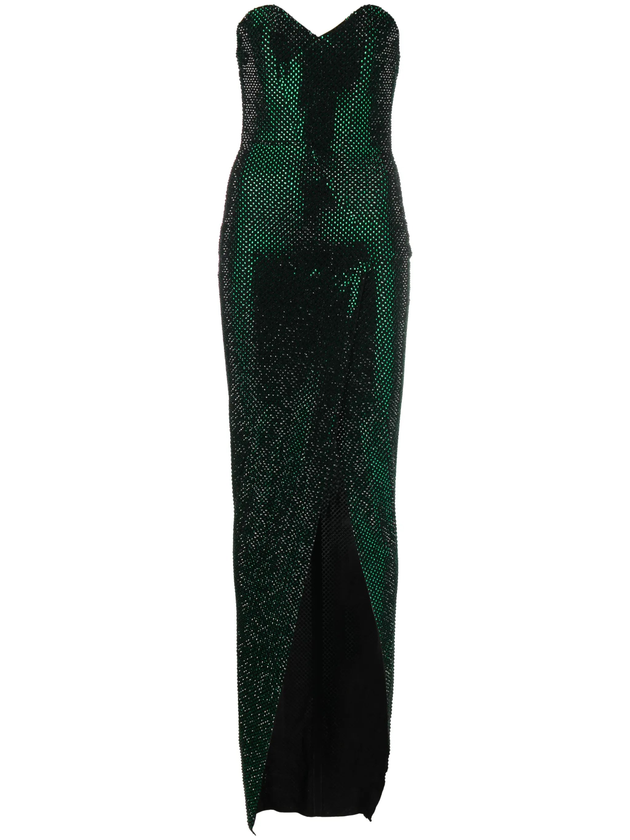 crystal-embellished strapless maxi dress