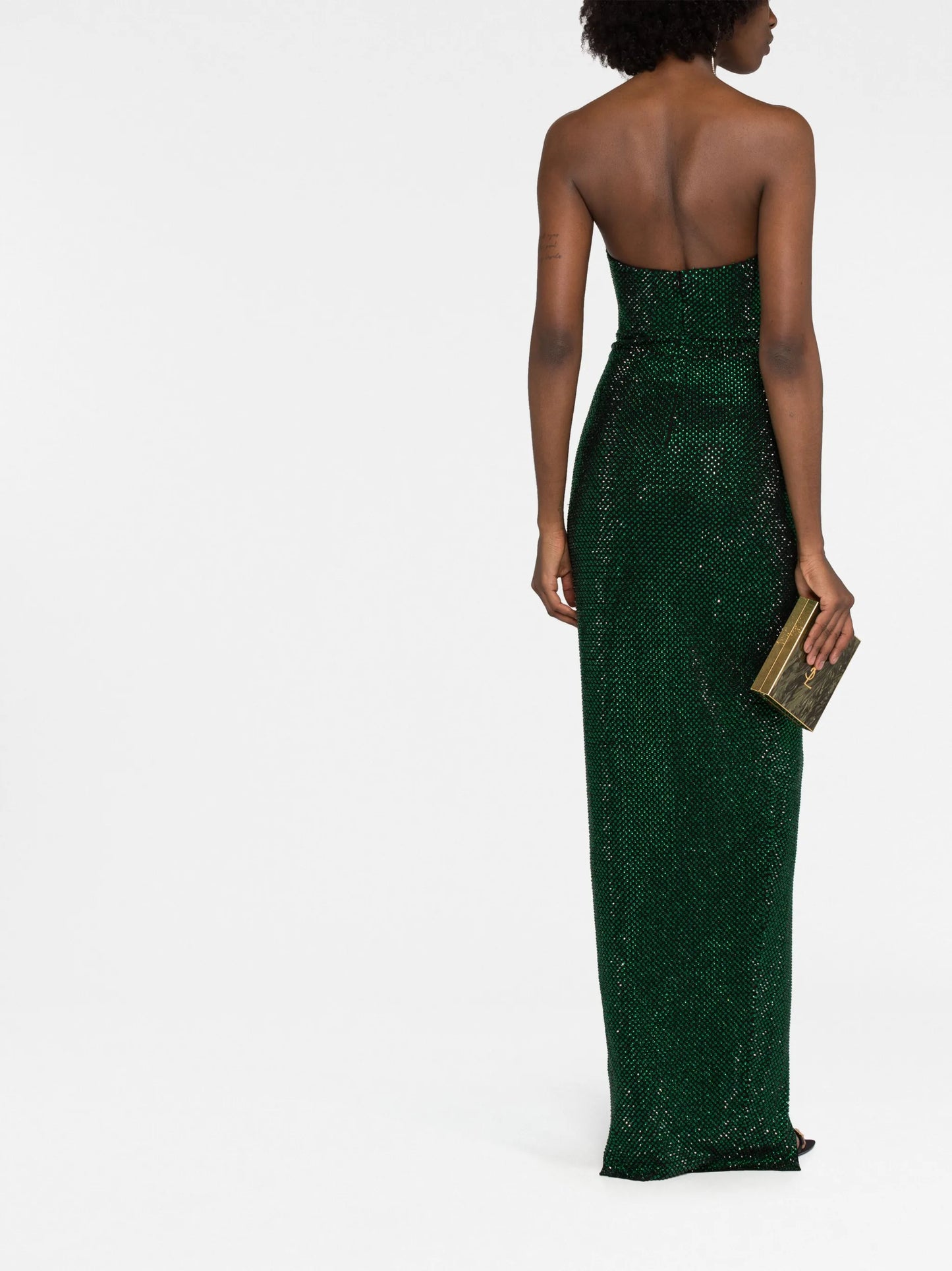 crystal-embellished strapless maxi dress
