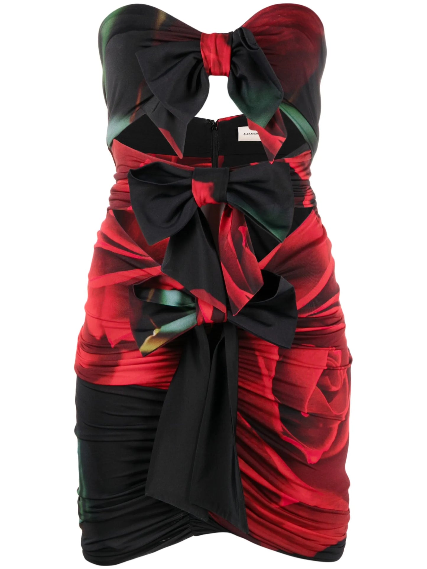 rose-print bow-detail minidress