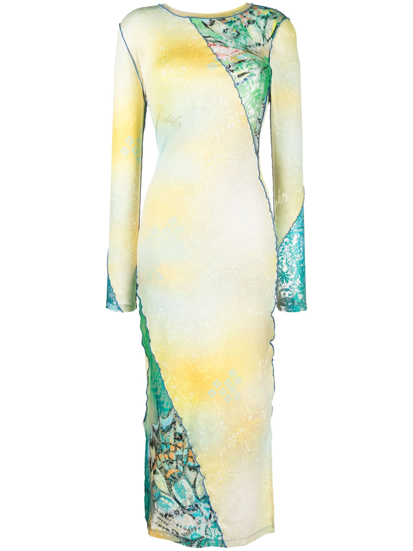 multi-panel long-sleeve dress