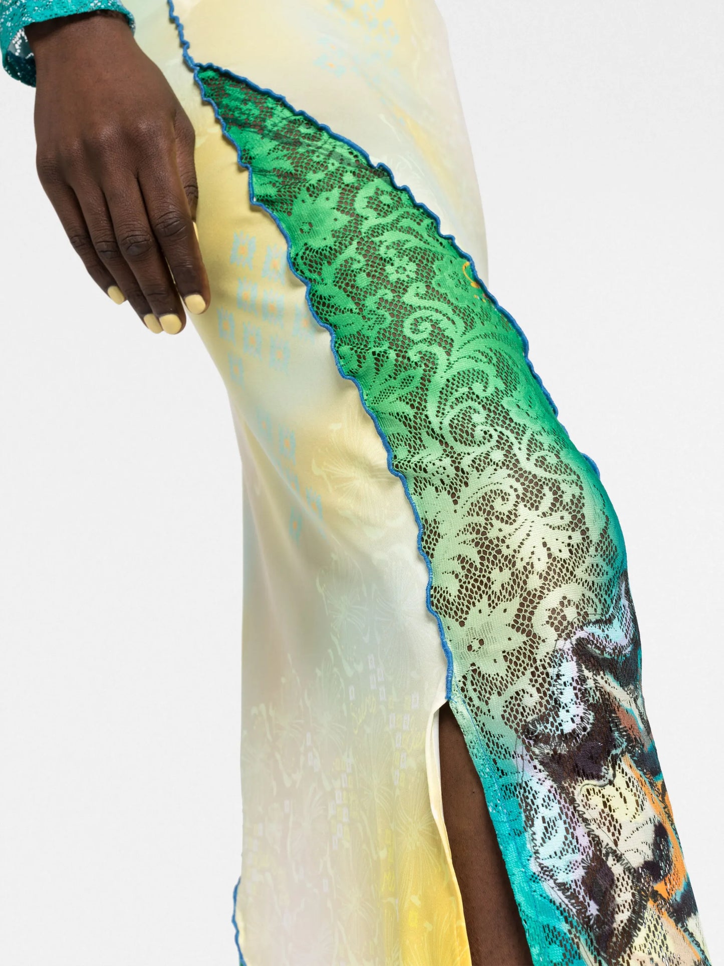 multi-panel long-sleeve dress