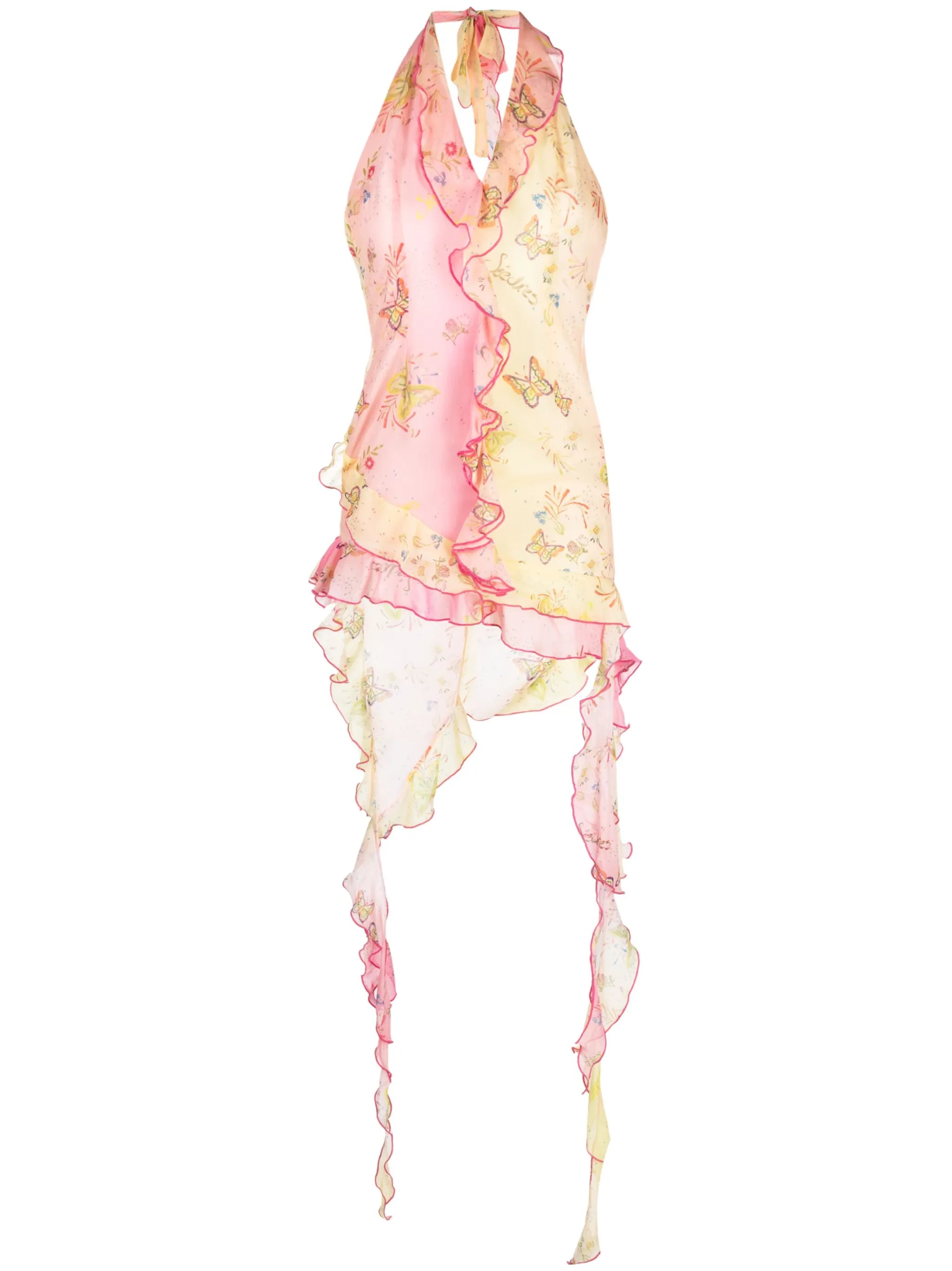 Alexa ruffled asymmetric chiffon minidress