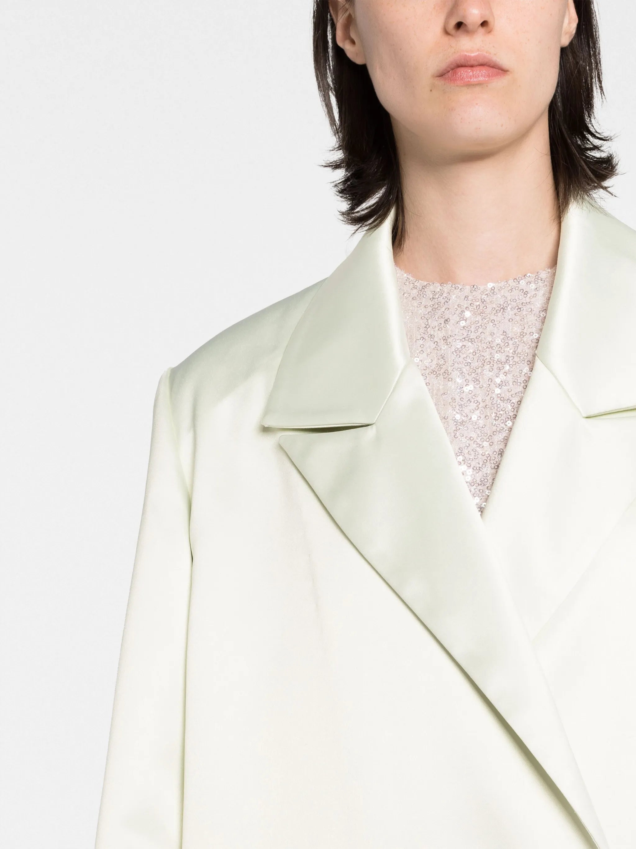 Willis feather-trim satin-finish coat