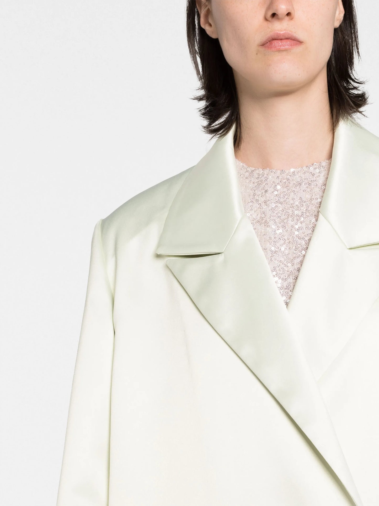 Willis feather-trim satin-finish coat