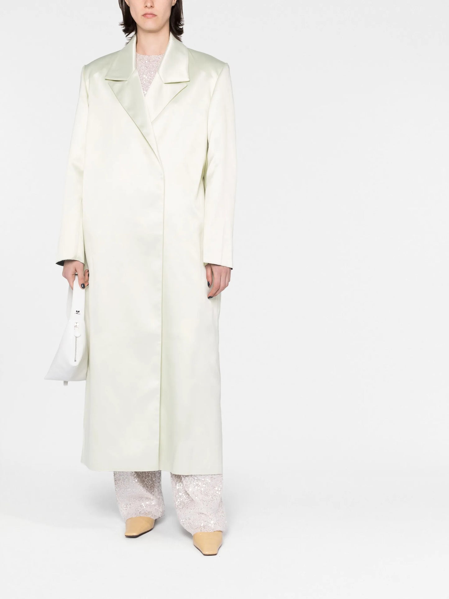 Willis feather-trim satin-finish coat
