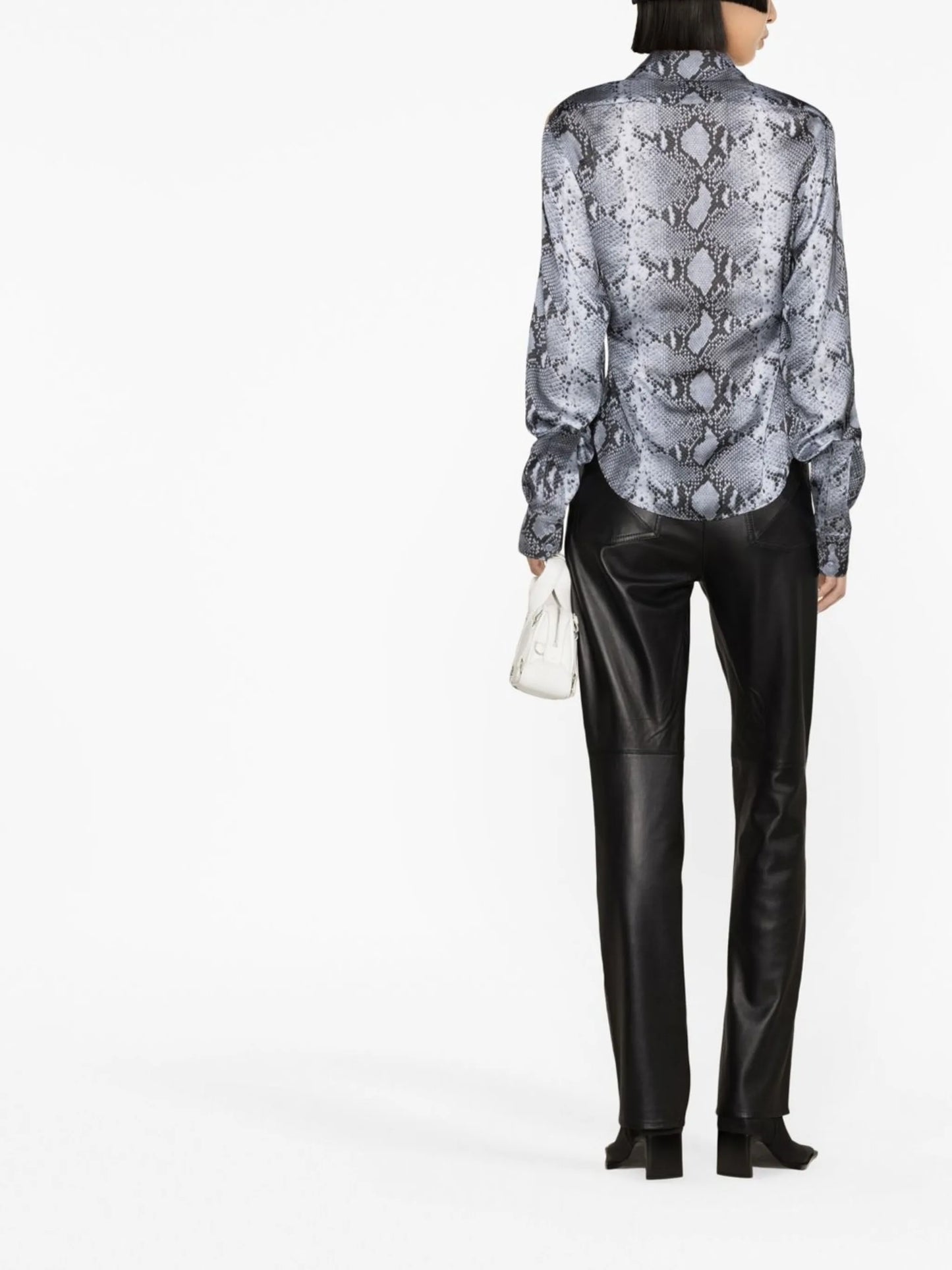 pointed-collar snakeskin-print shirt
