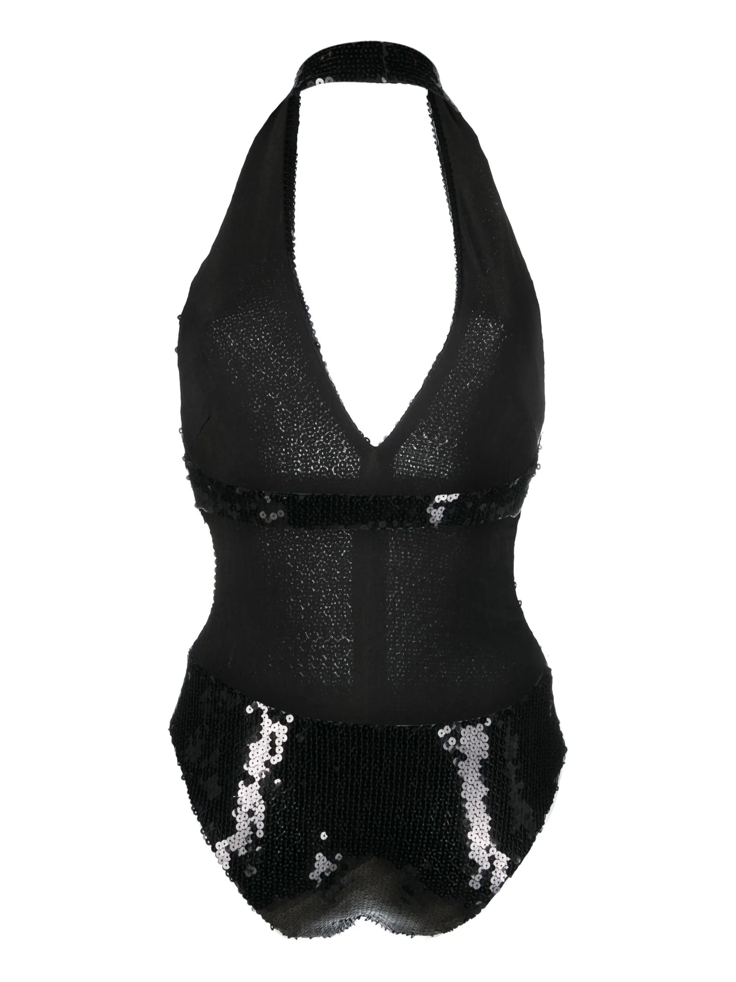 sequin-design plunging-neck bodysuit
