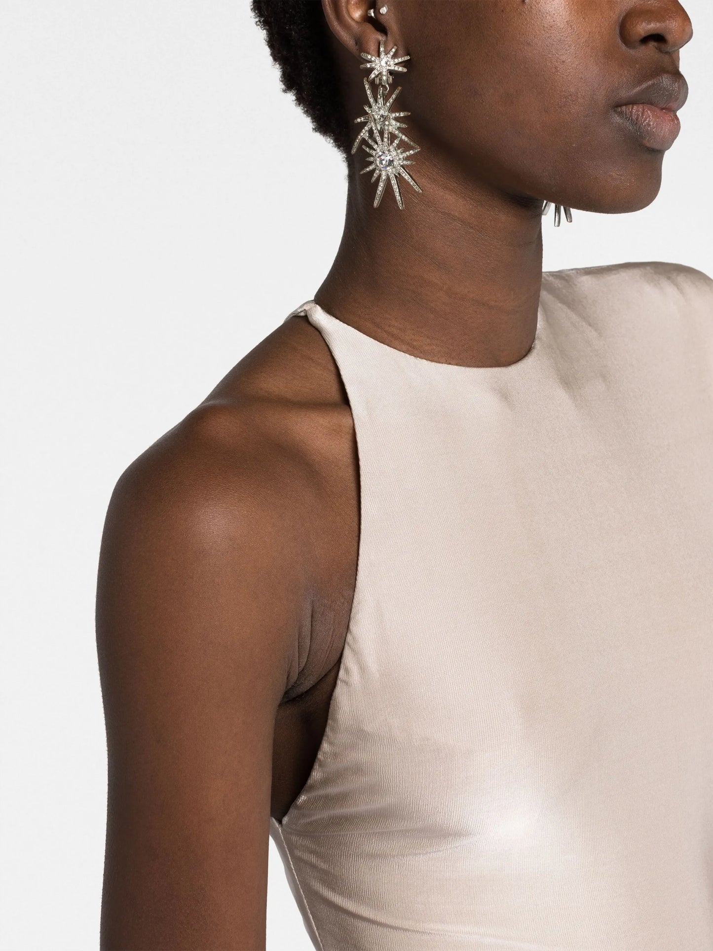 off-shoulder satin-finish gown