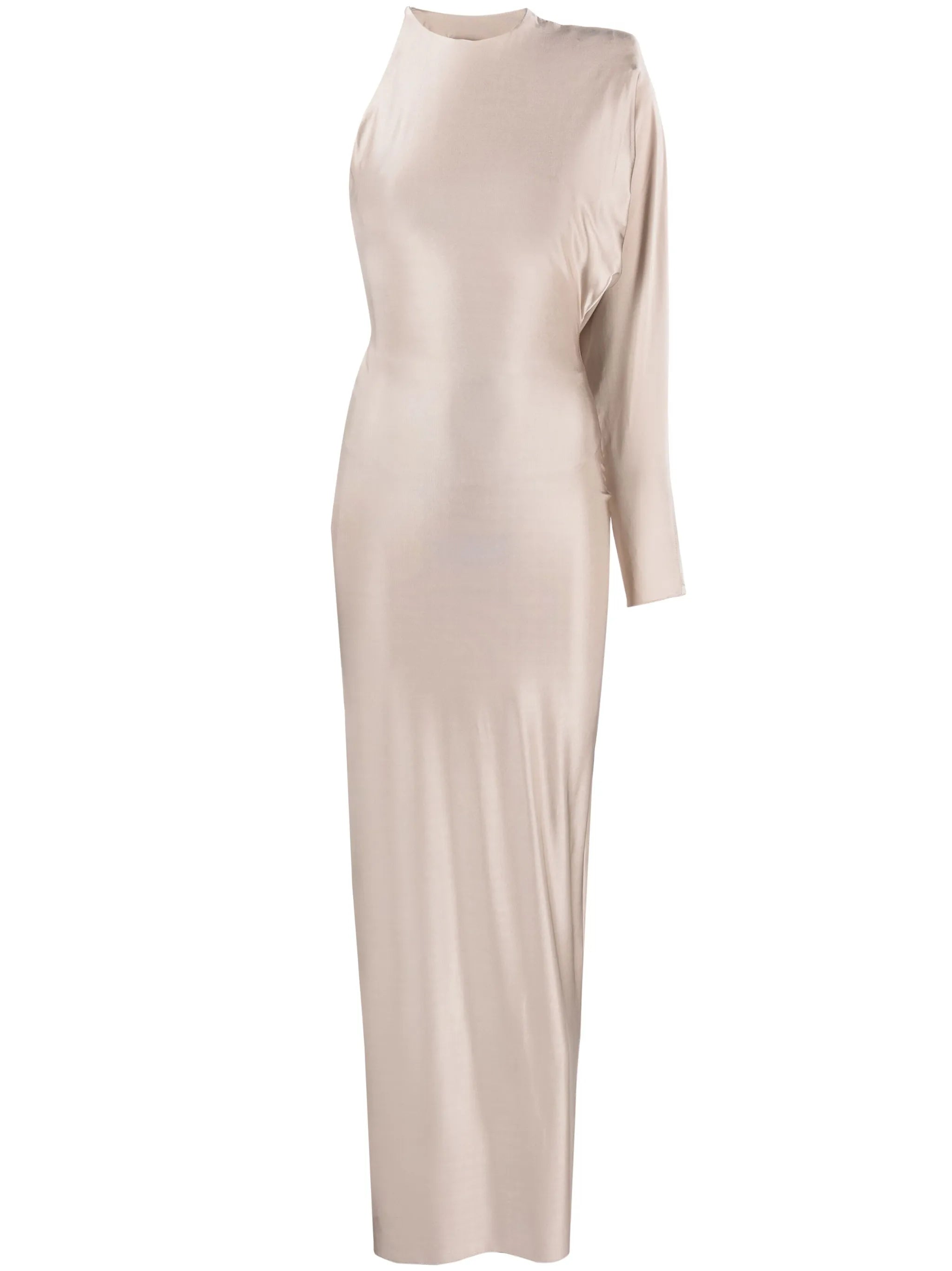 off-shoulder satin-finish gown