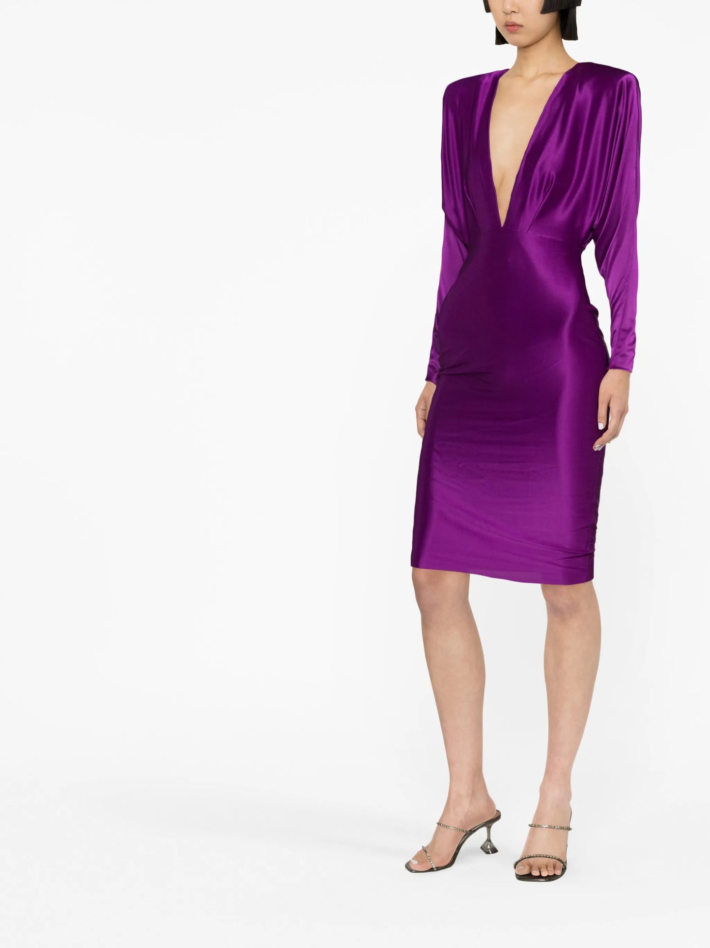 V-neck long-sleeve dress