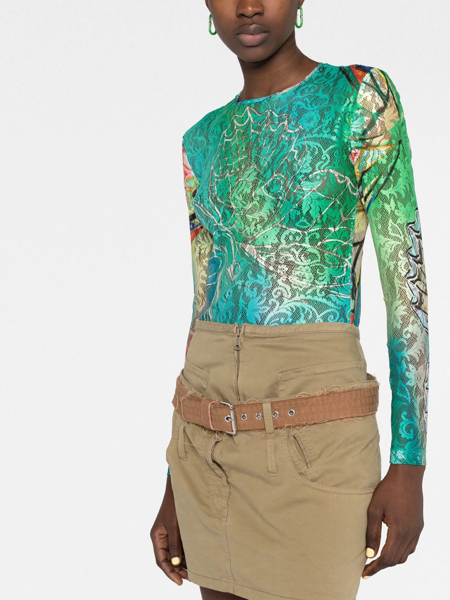 graphic-print long-sleeve top