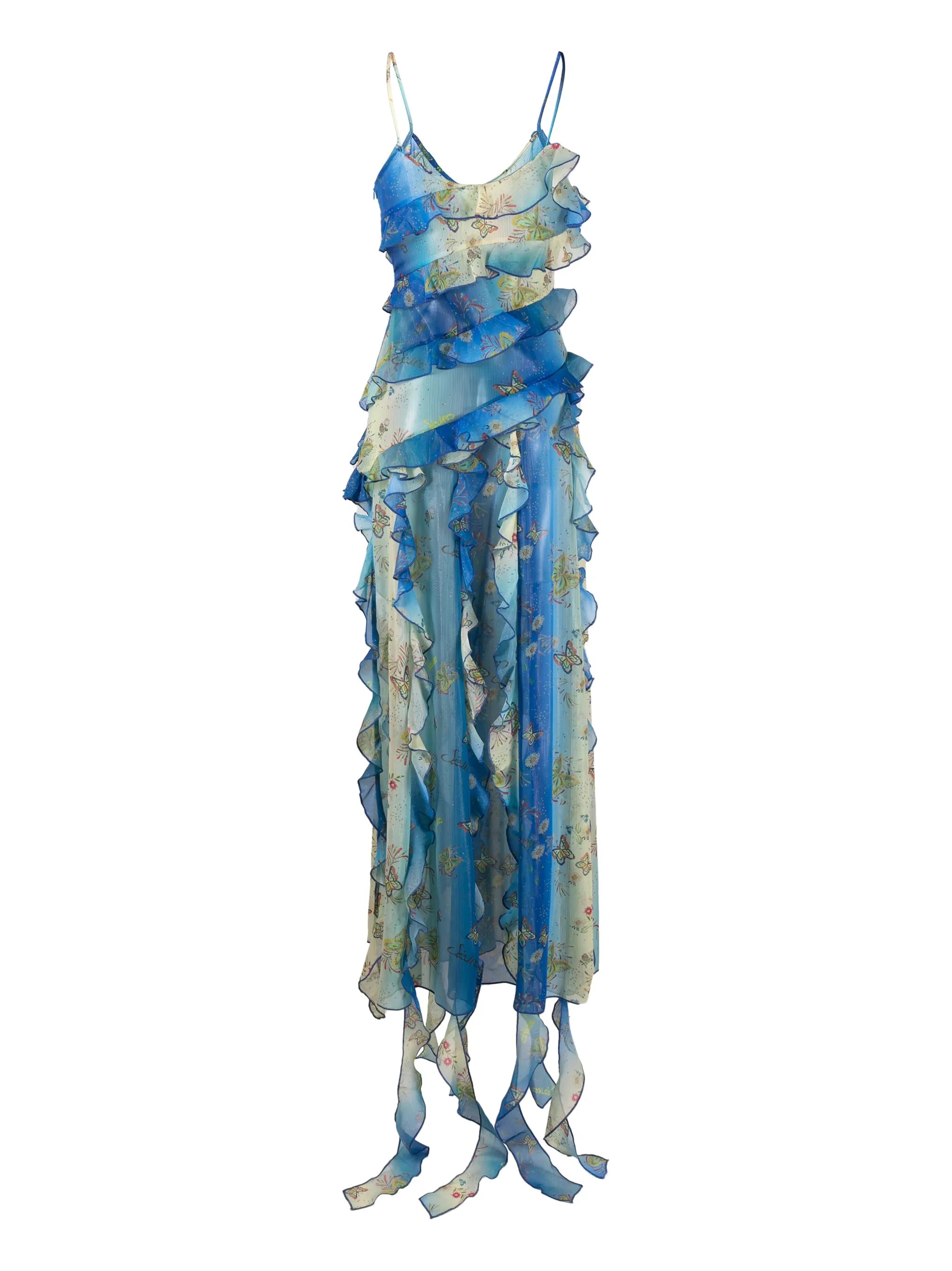 Mari printed ruffled dress