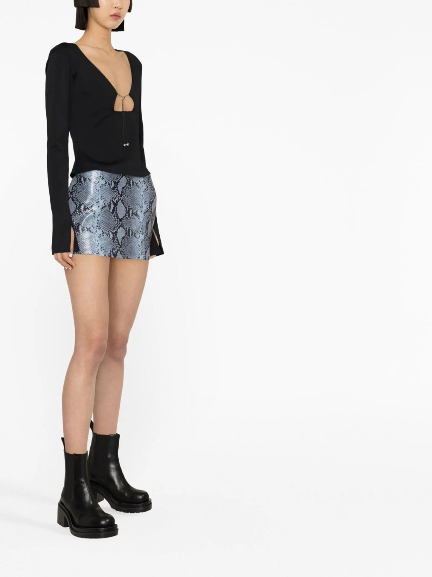 Minerva snakeskin-print mini skirt
