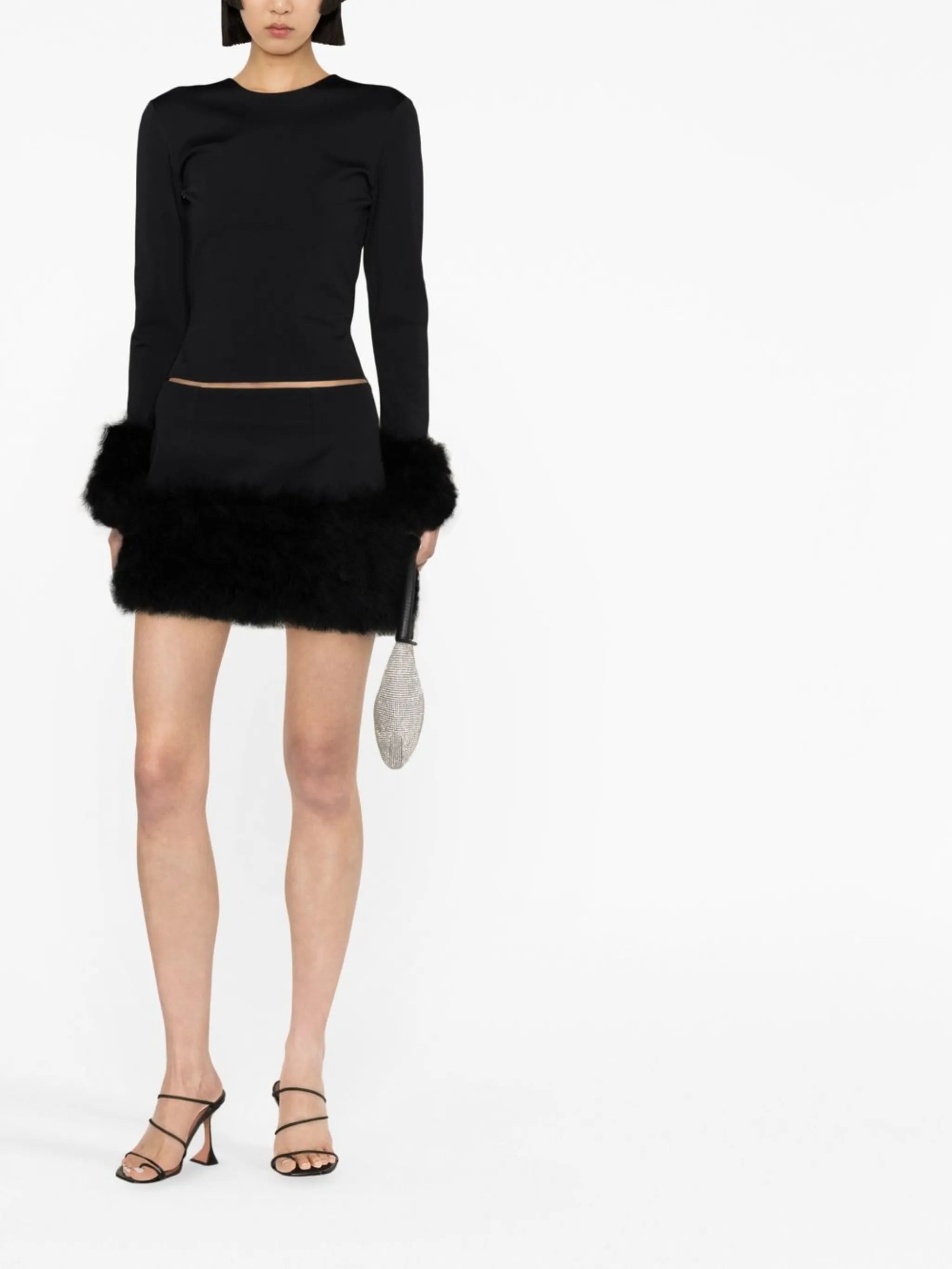Haile feather-trim mini skirt