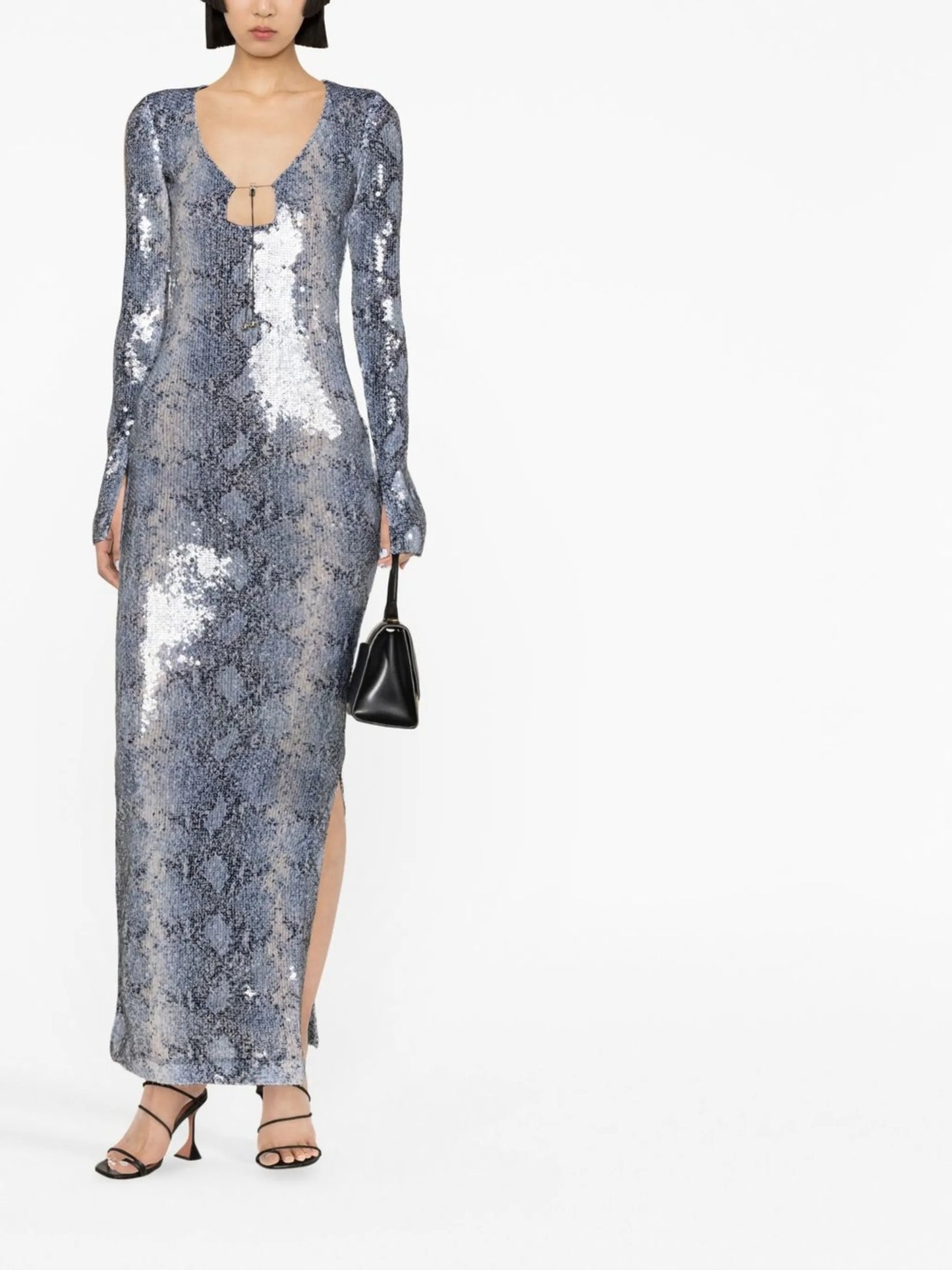 Solaria snake-print sequinned dress