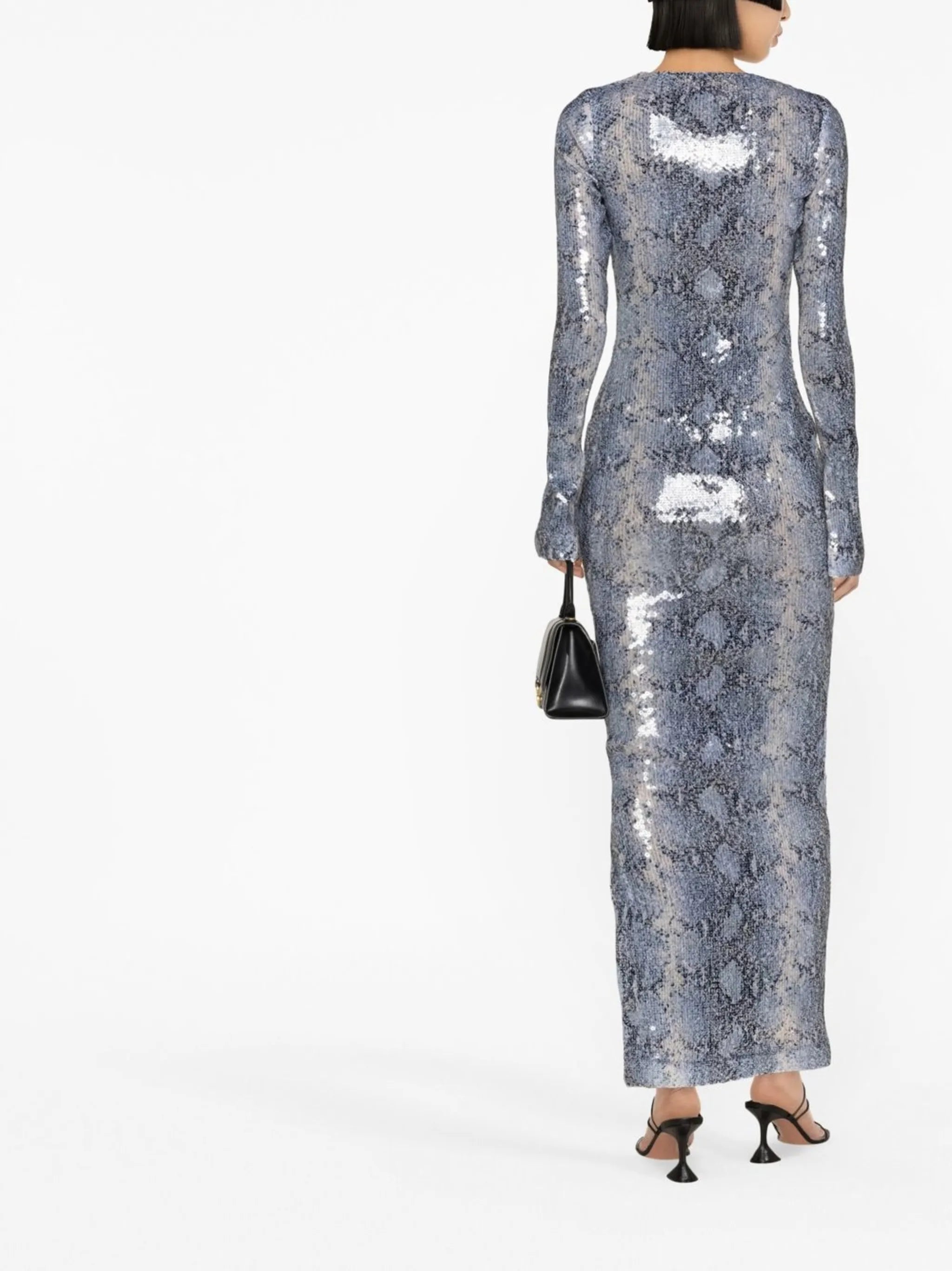 Solaria snake-print sequinned dress