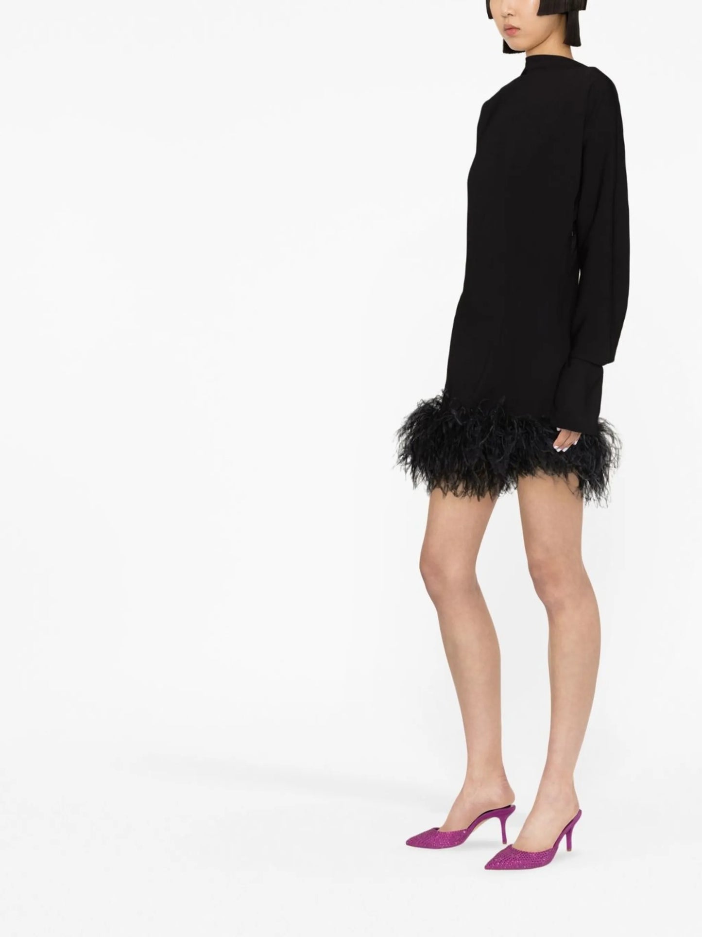 Flora feather-trim minidress