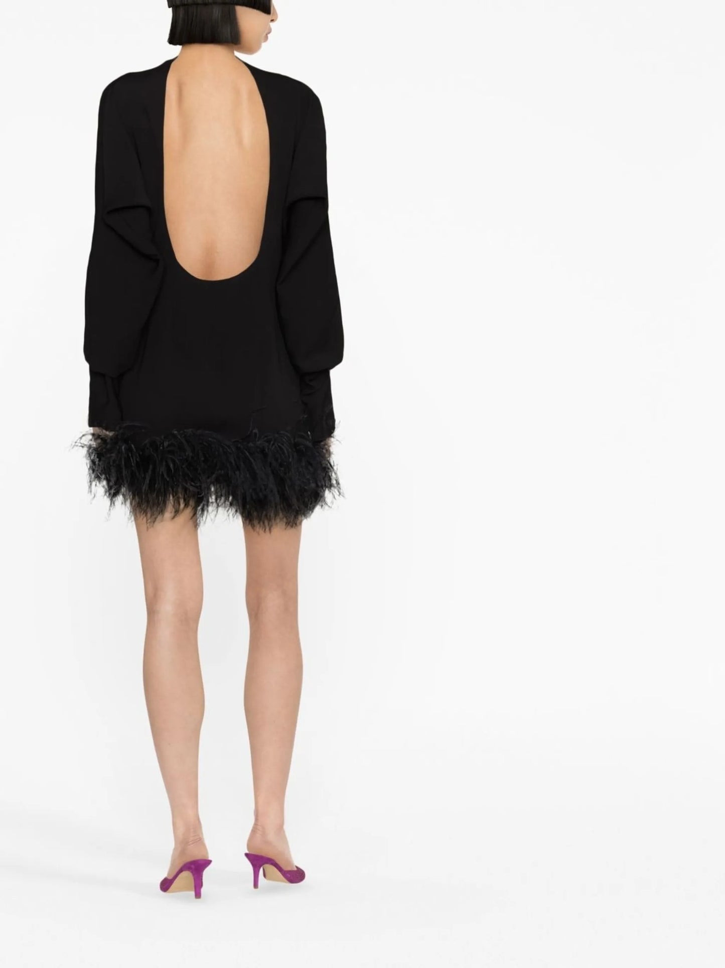 Flora feather-trim minidress