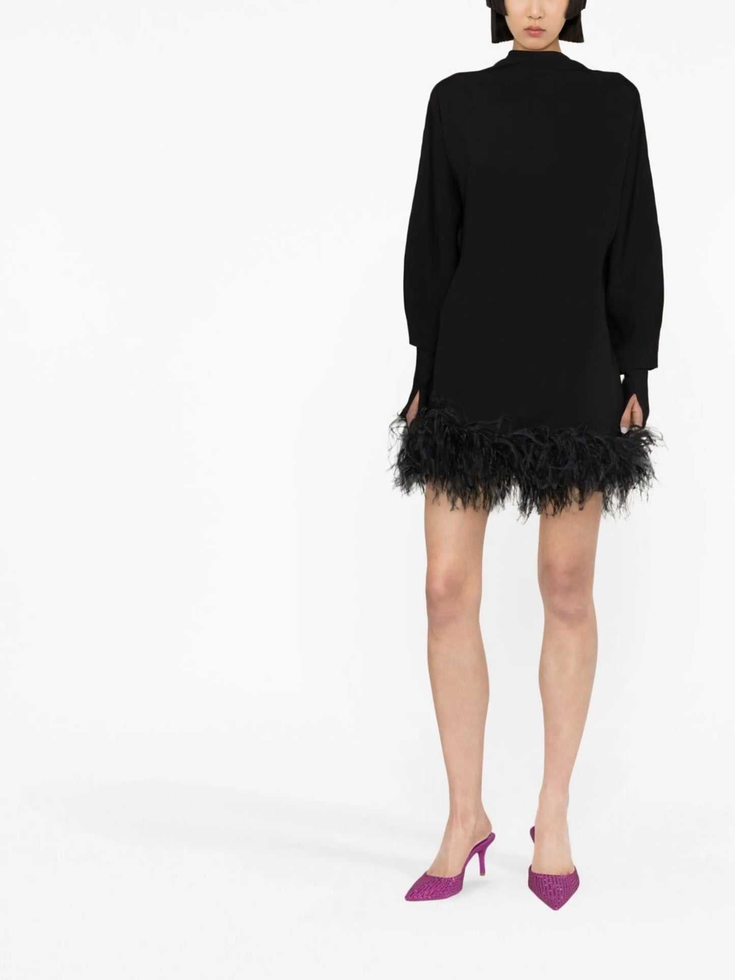 Flora feather-trim minidress