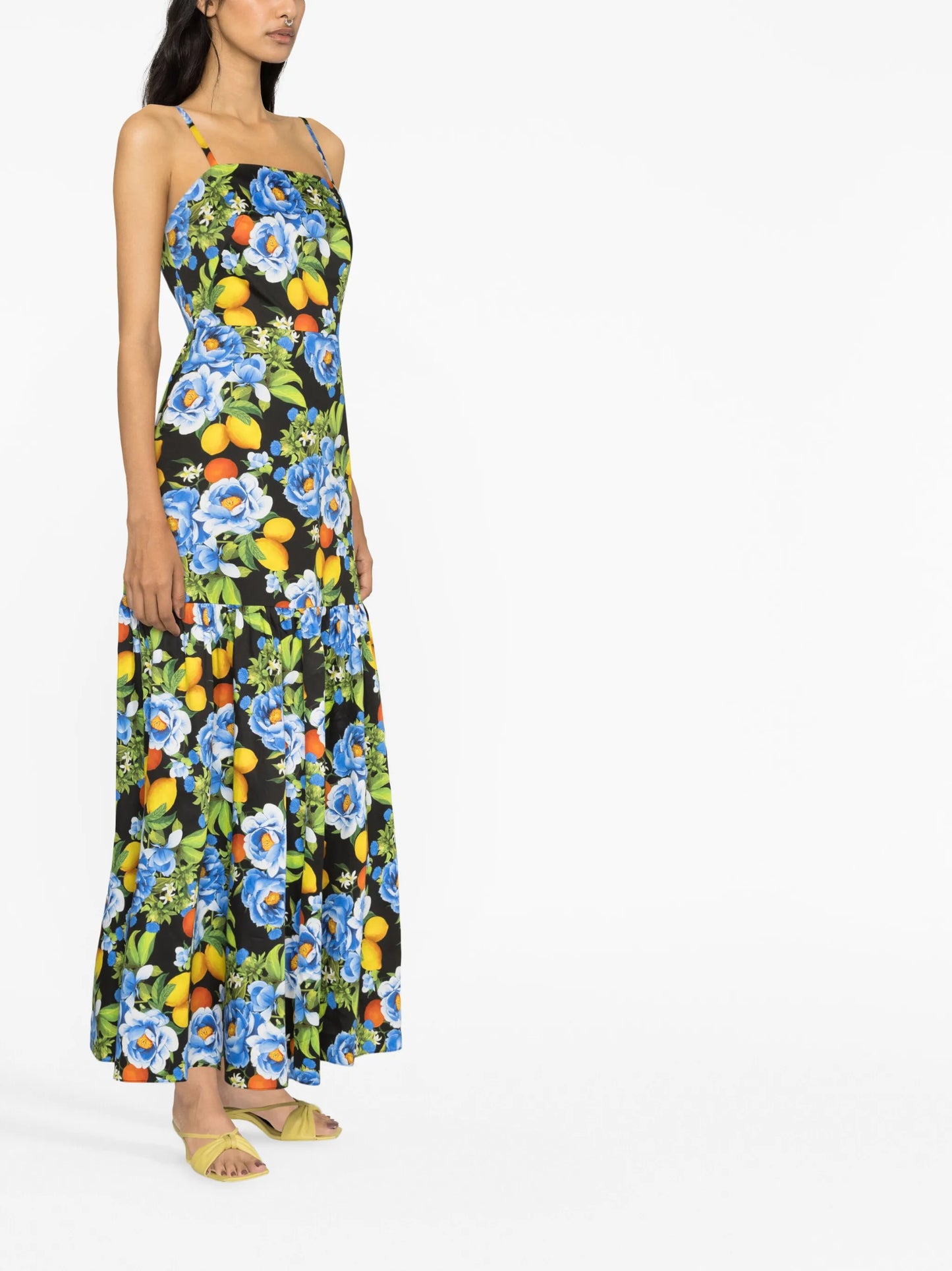 Peonia-print cotton maxi dress