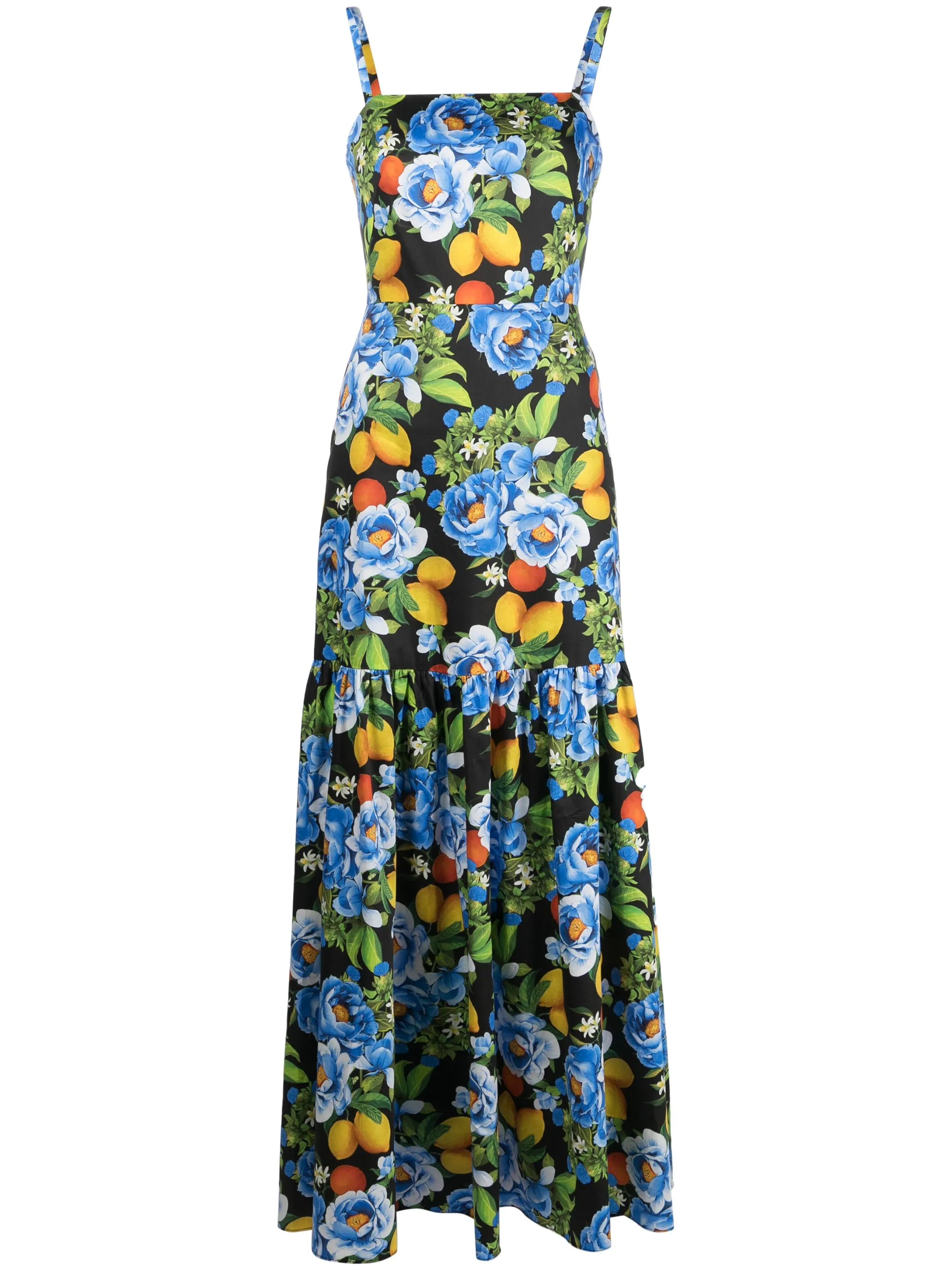 Peonia-print cotton maxi dress