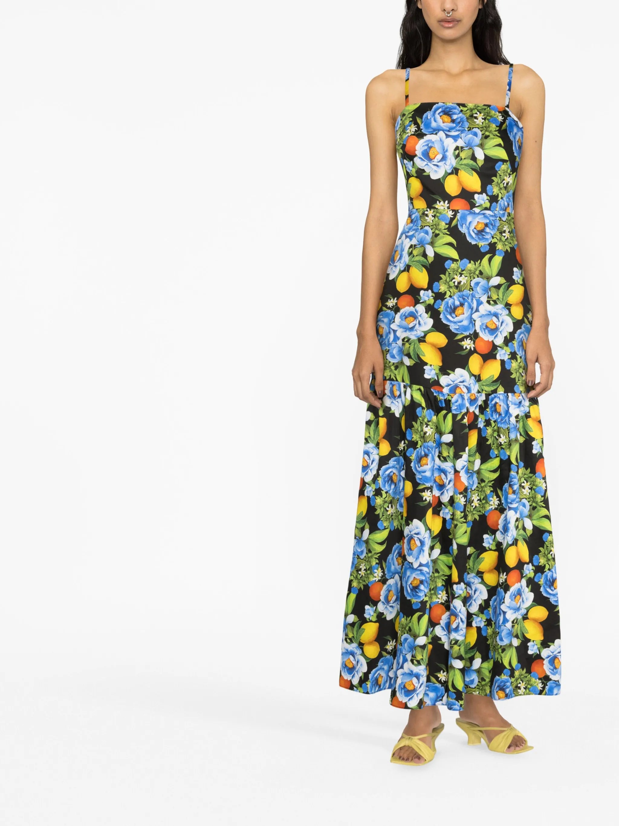 Peonia-print cotton maxi dress