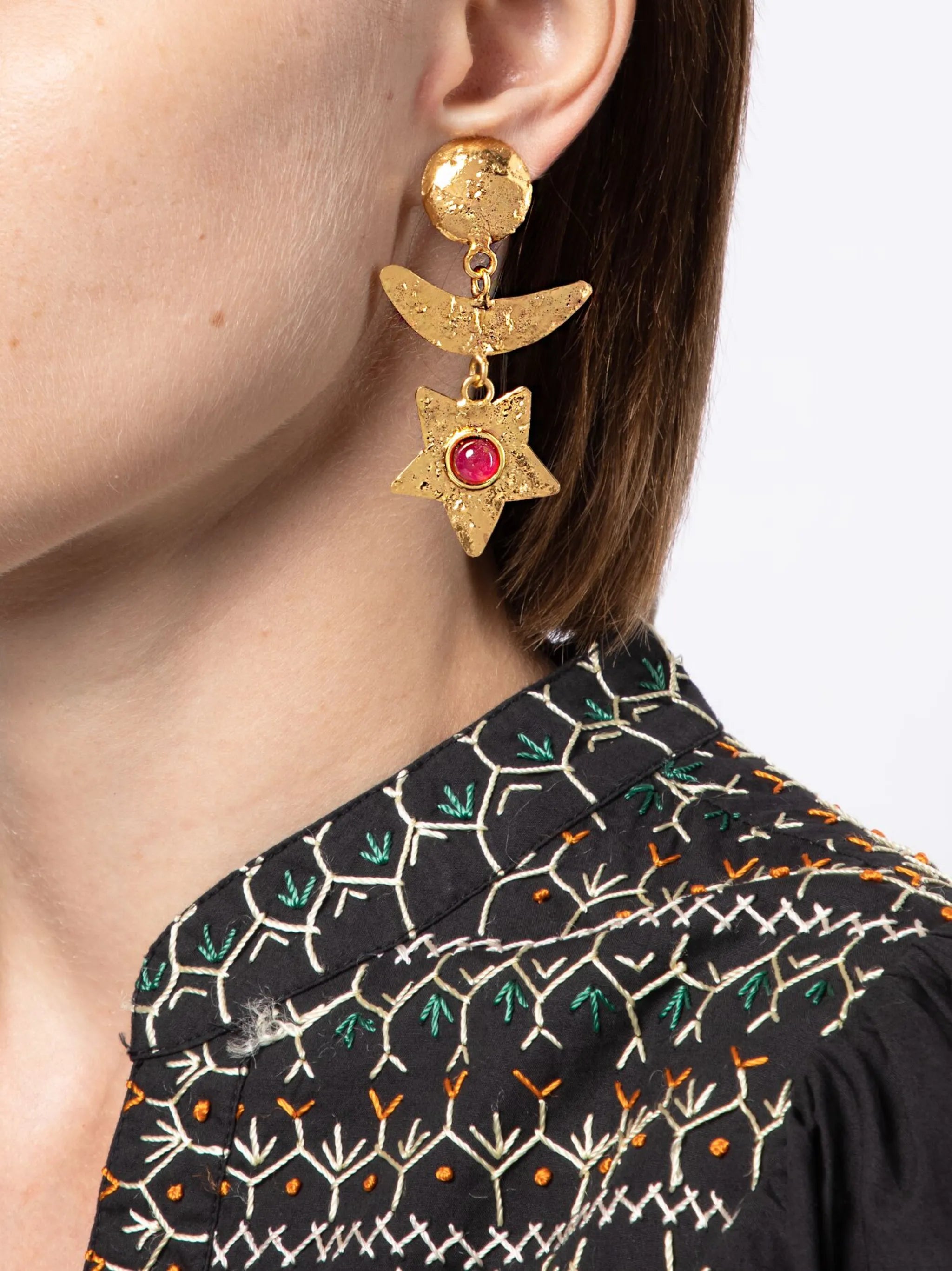 Moon Heart Star drop earrings