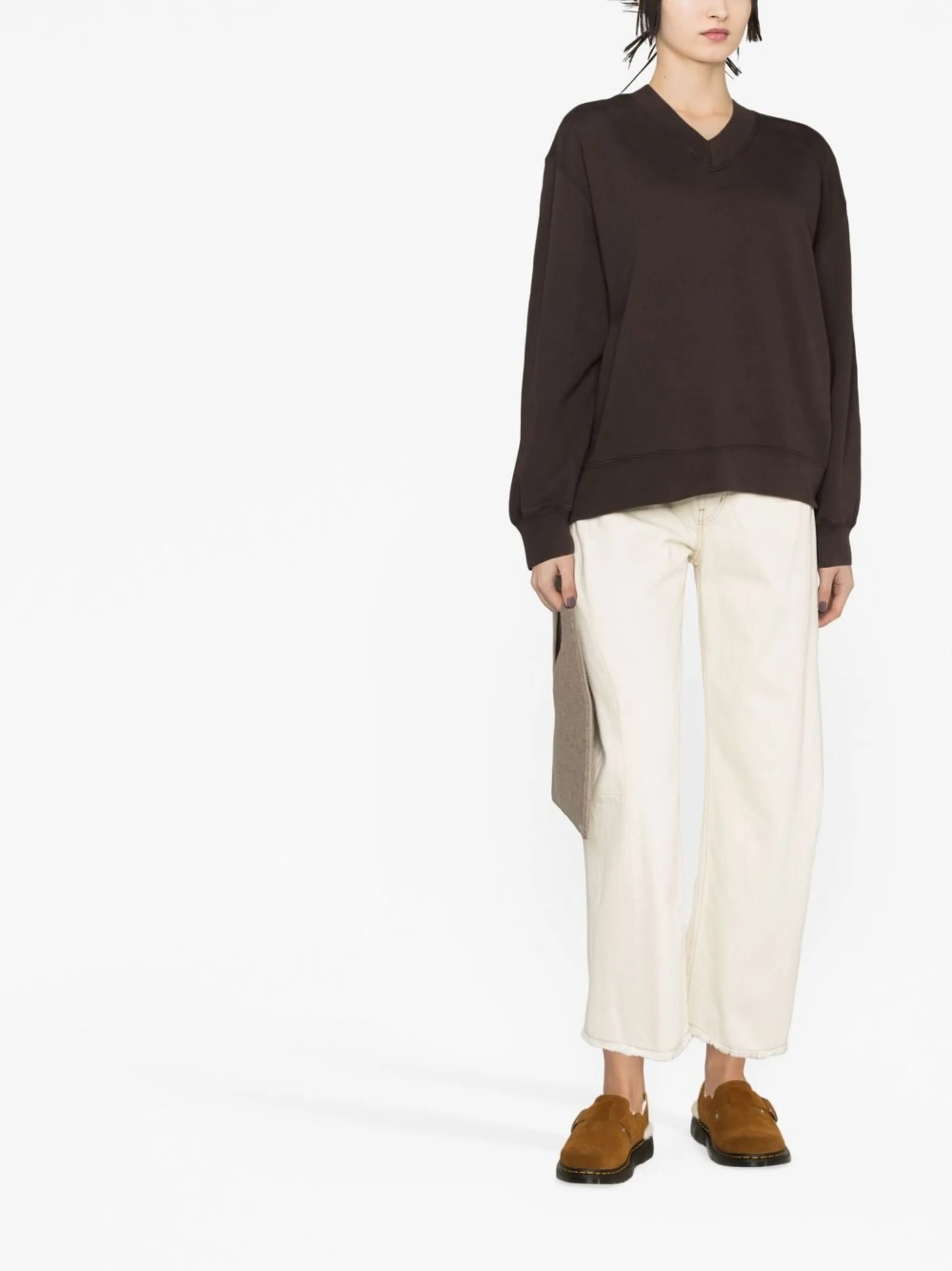 V-neck cotton sweatshirt