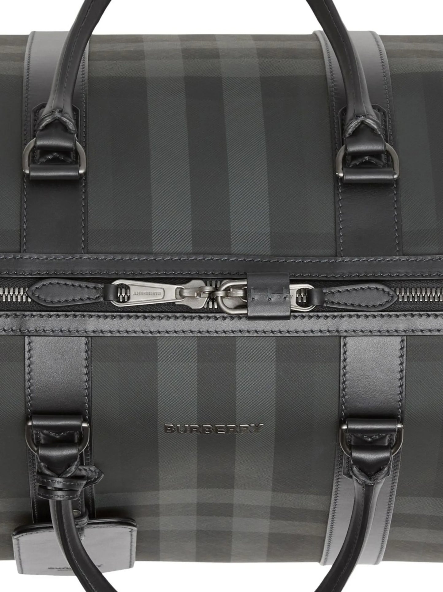 check-pattern faux-leather holdall
