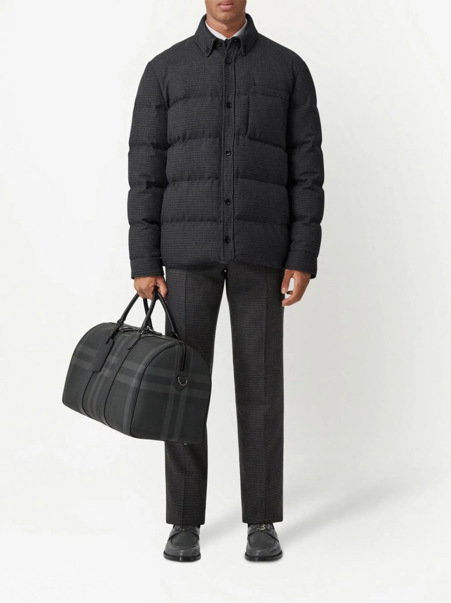 check-pattern faux-leather holdall
