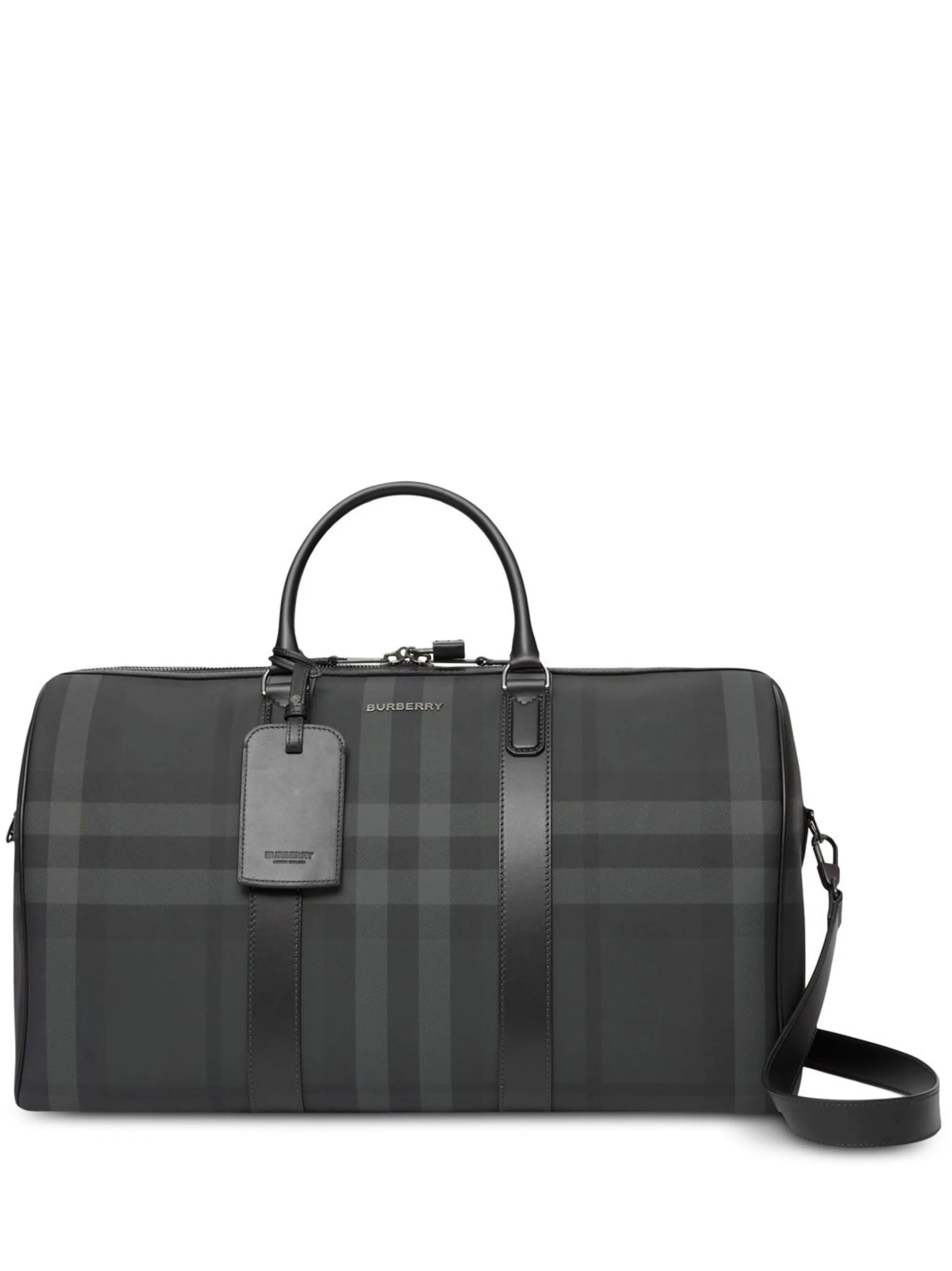 check-pattern faux-leather holdall
