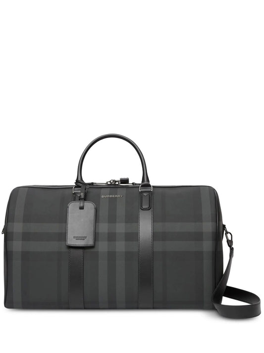 check-pattern faux-leather holdall